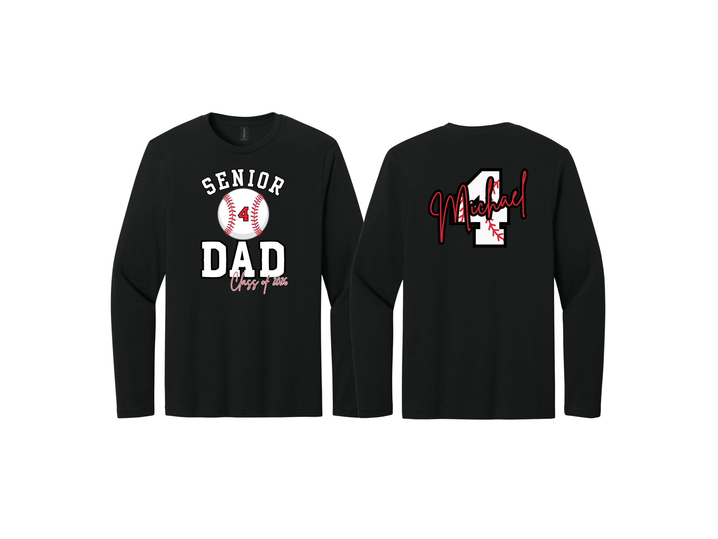 Conrad Baseball Senior Parents: Senior Dad Ball Gildan Softstyle Long Sleeve T-Shirt