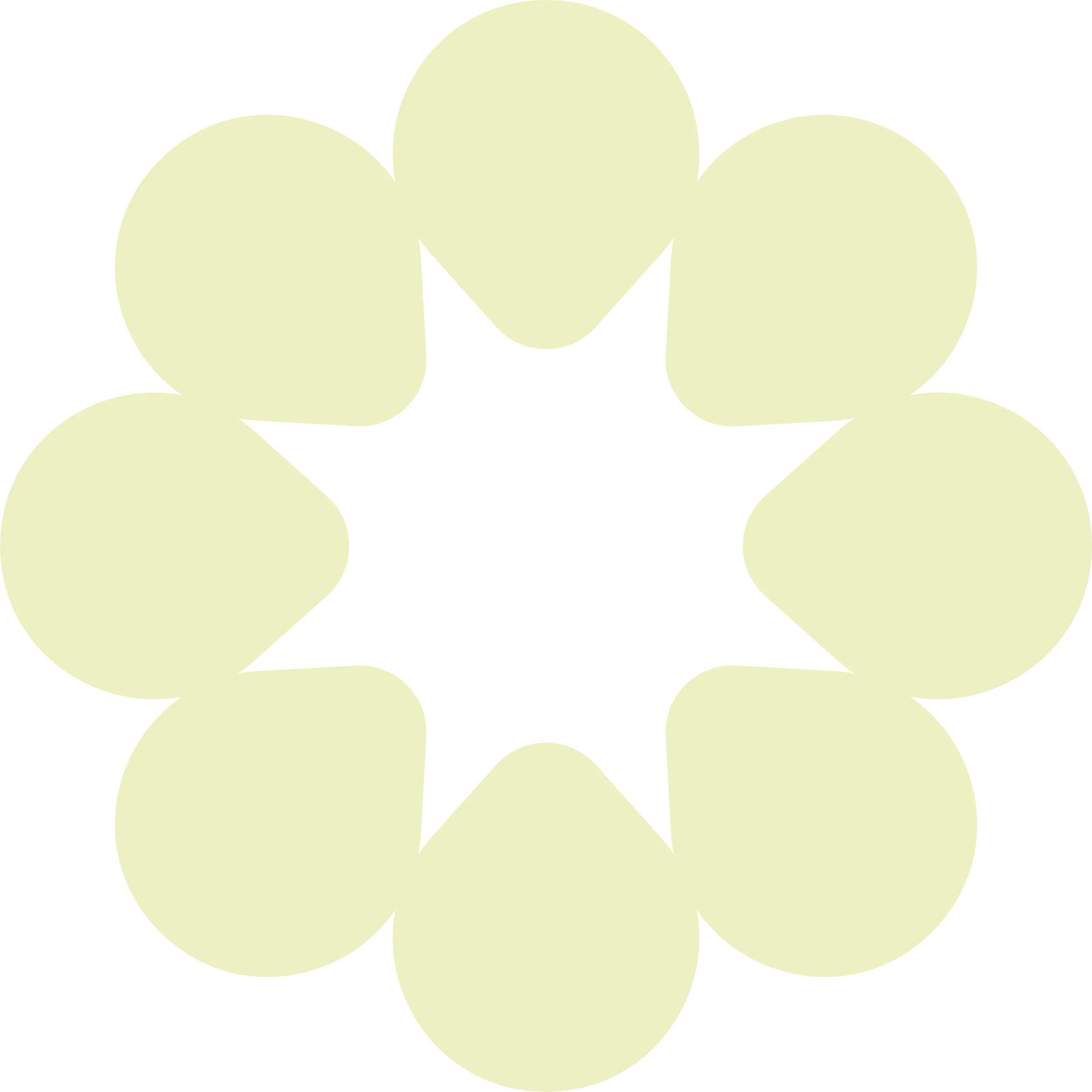 A digital illustration of a flower motif with a white star-shaped center and eight large, rounded pale yellow petals surrounding it.