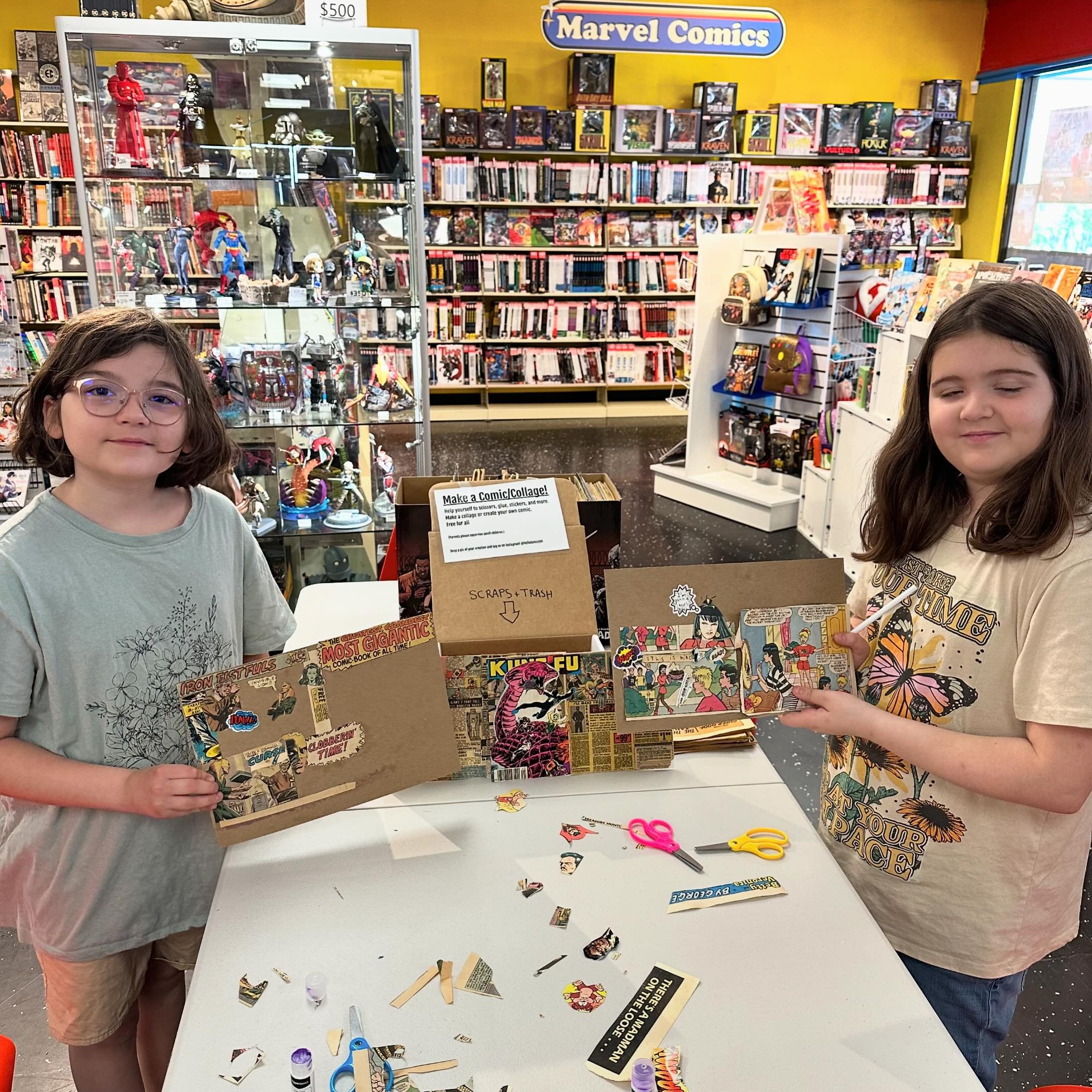 Comic Collage Time is in full swing at Uptown today and every Sunday from 11-1 PM (but if people are still working at 1, we&rsquo;ll leave the tables up a bit longer). Thanks so much for sharing your creations! 💖🙏