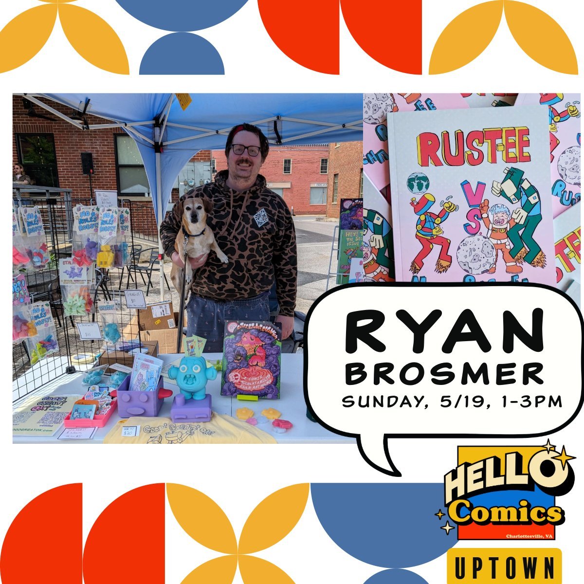 Ryan Brosmer is coming to Uptown! He'll be selling/signing his new book Rustee and talking about comics, toy-making, and the upcoming Staunton Underground Comics and Zine Fest @sucz_fest.  Sunday May 19, 1-3pm.