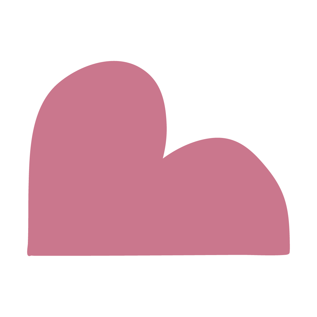 Abstract pink shape with two rounded overlapping sections on a white background.