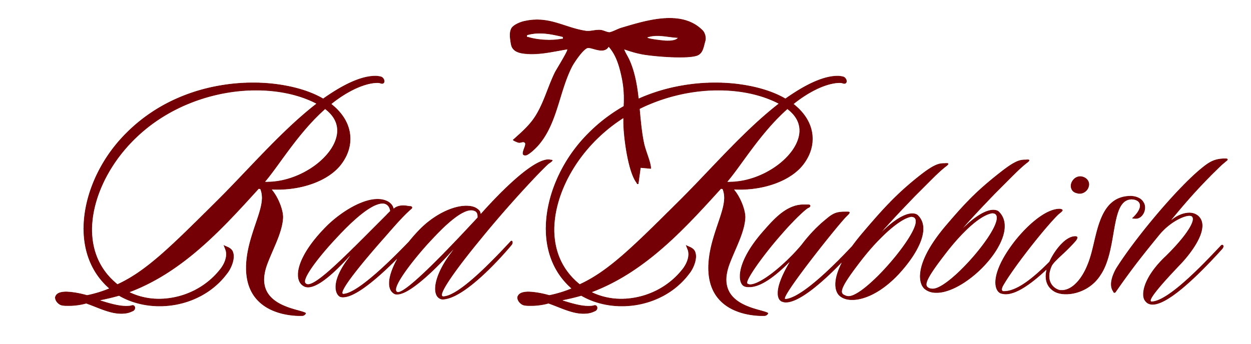 Red cursive text reads 'Rad Rubbish' with a red bow at the top