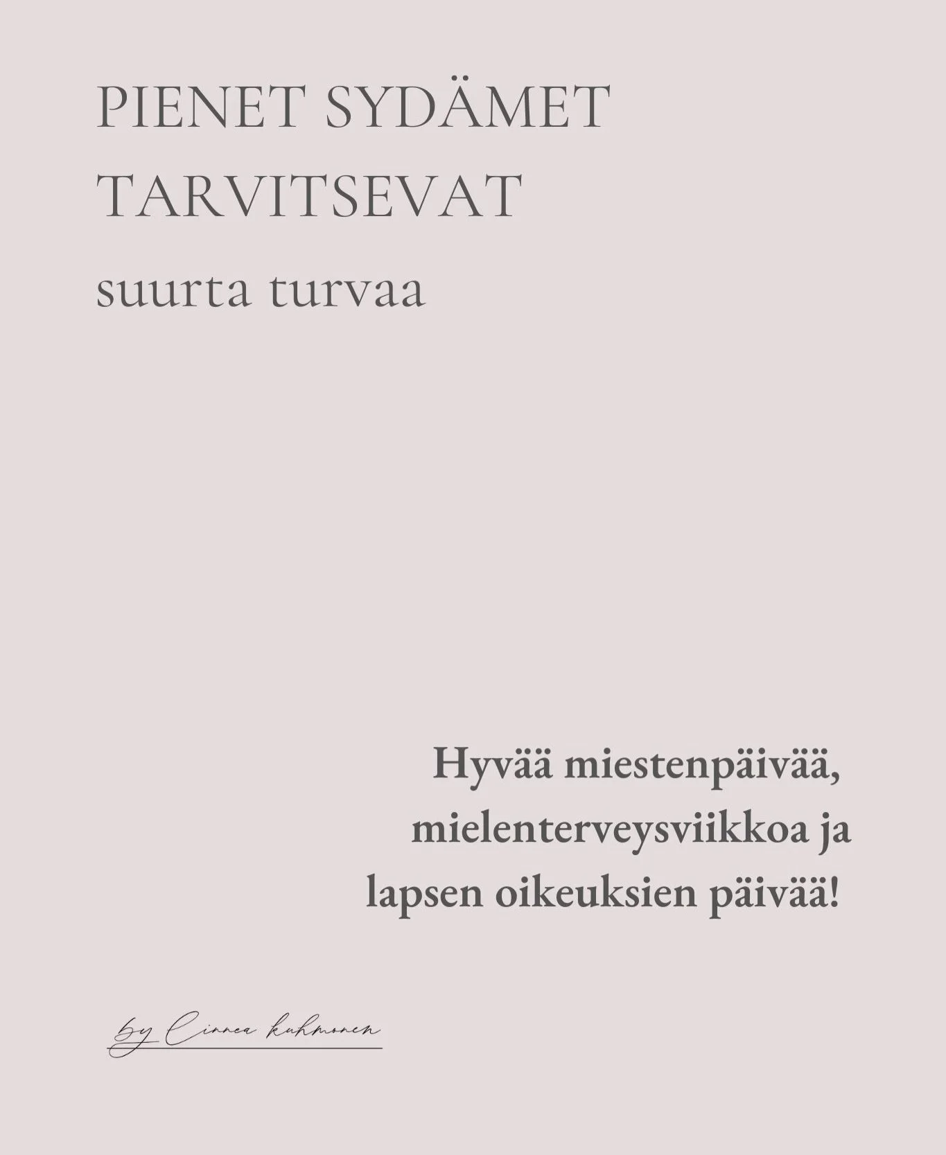 Hyv&auml;&auml; miestenp&auml;iv&auml;&auml; n&auml;in j&auml;lkik&auml;teen. Hyv&auml;&auml; mielenterveysviikkoa ja lapsen oikeuksien p&auml;iv&auml;&auml;! Niin kovin t&auml;rkeit&auml; teemoja. ❤️

Katsoin eilen yhteen p&ouml;tk&ouml;&ouml;n @wek