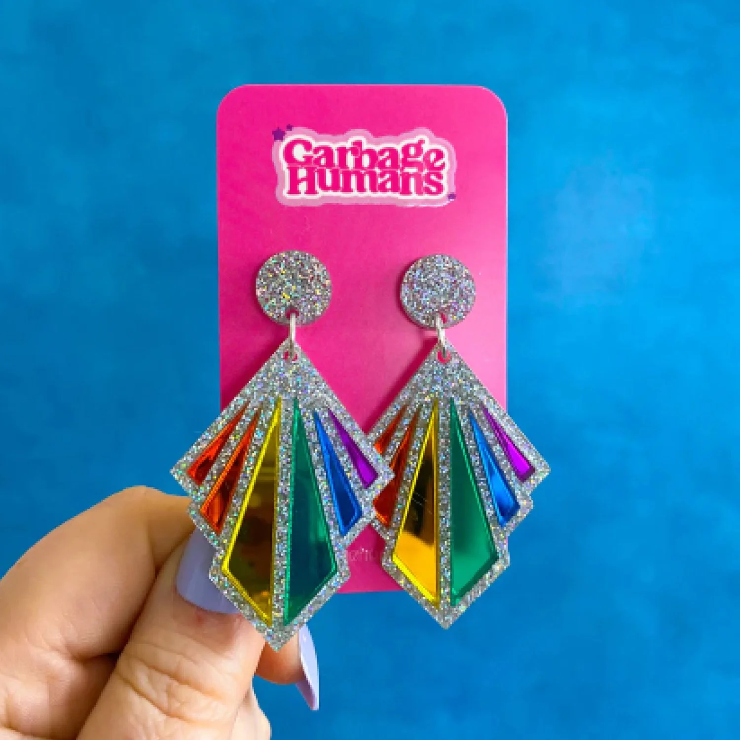 Garbage Humans-Rainbow Art Deco Earrings-Famm.jpg