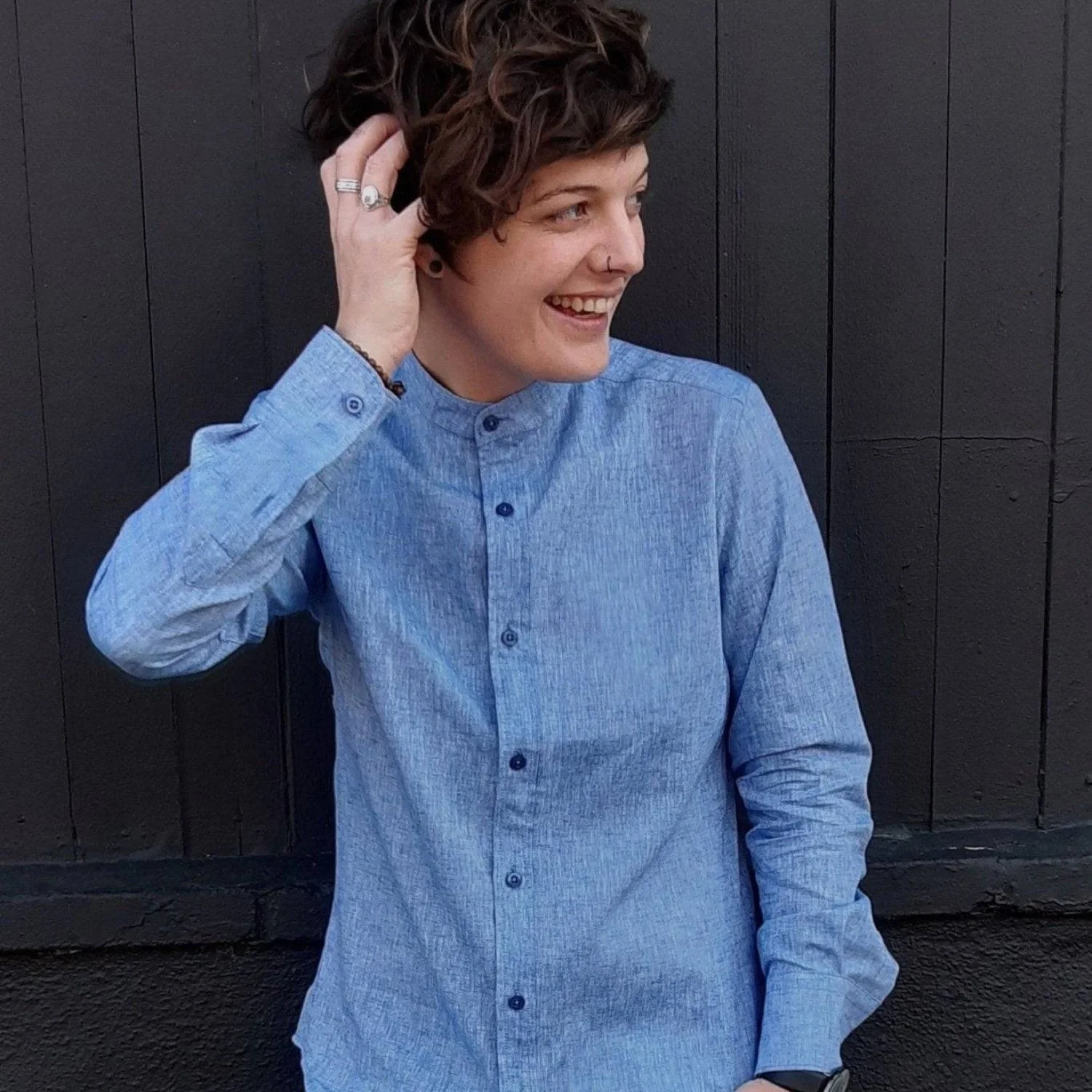 Gender Free World-Linen Blend Blue Shirt-Famm.jpg