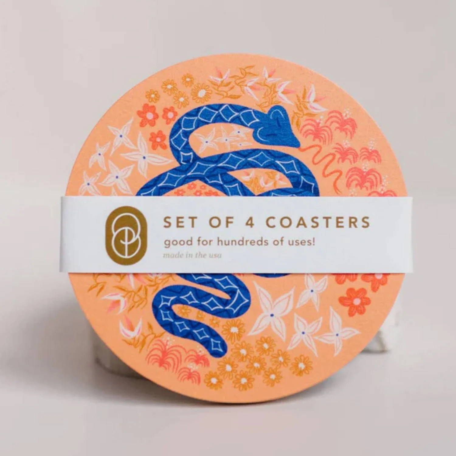 Johnny and June-Snake Reusable Chipboard Coasters, Set of 4-Famm.jpg