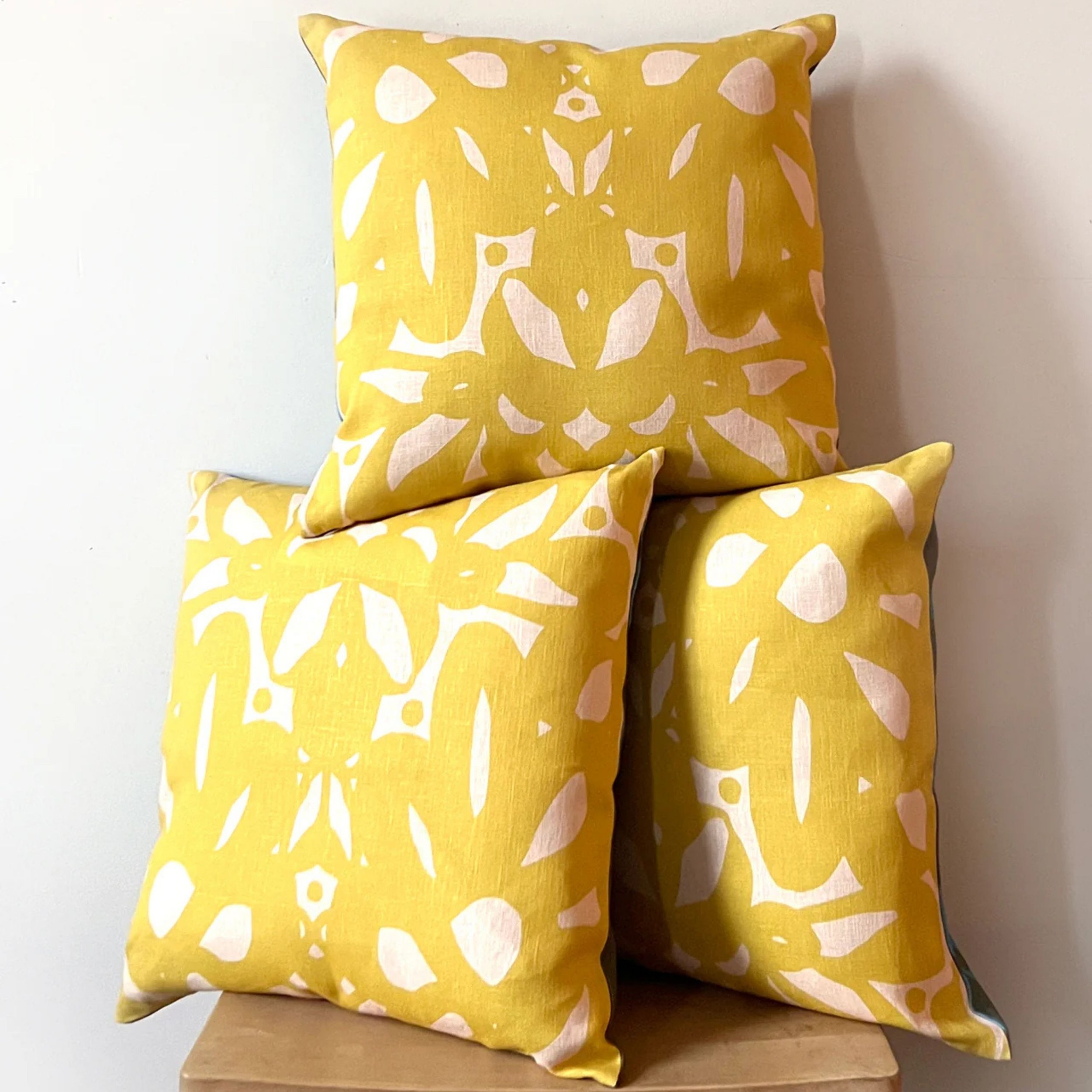 Leila Simon Hayes -Trellis Throw Pillow, yellow blue - Famm.jpg