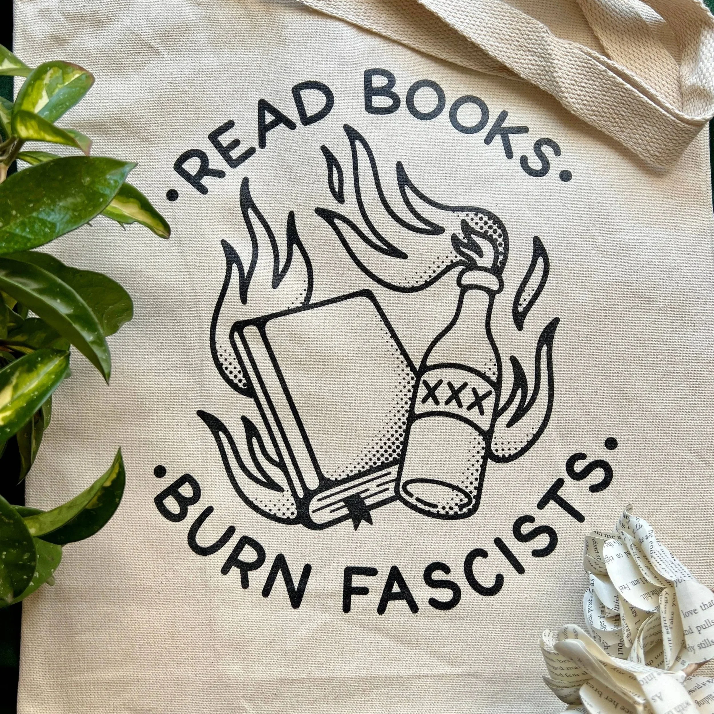 Judging By The Cover Books - Read Books Burn Fascists Tote -Famm.jpg