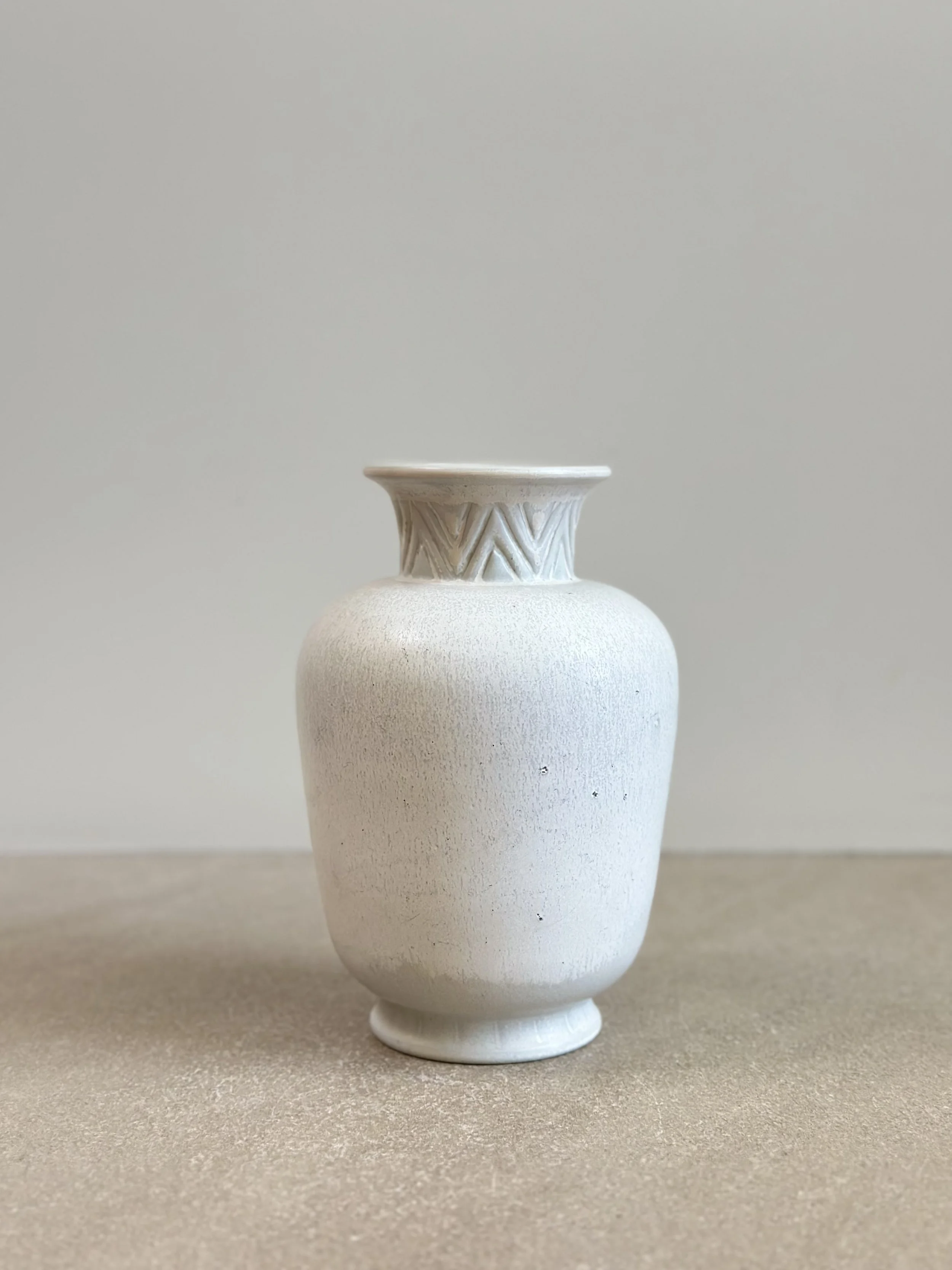 Ivory Vase by Gunnar Nylund with Etched Neck, Sweden 1950s