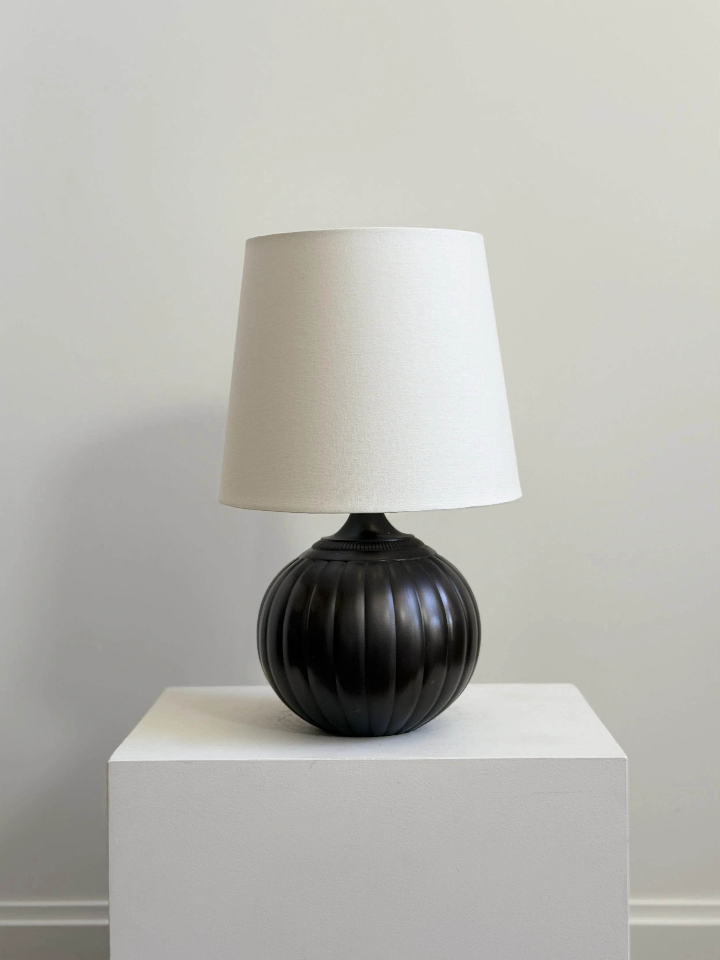 Large Table Lamp by Just Andersen with Custom Linen Shade, Denmark 1930s SOLD