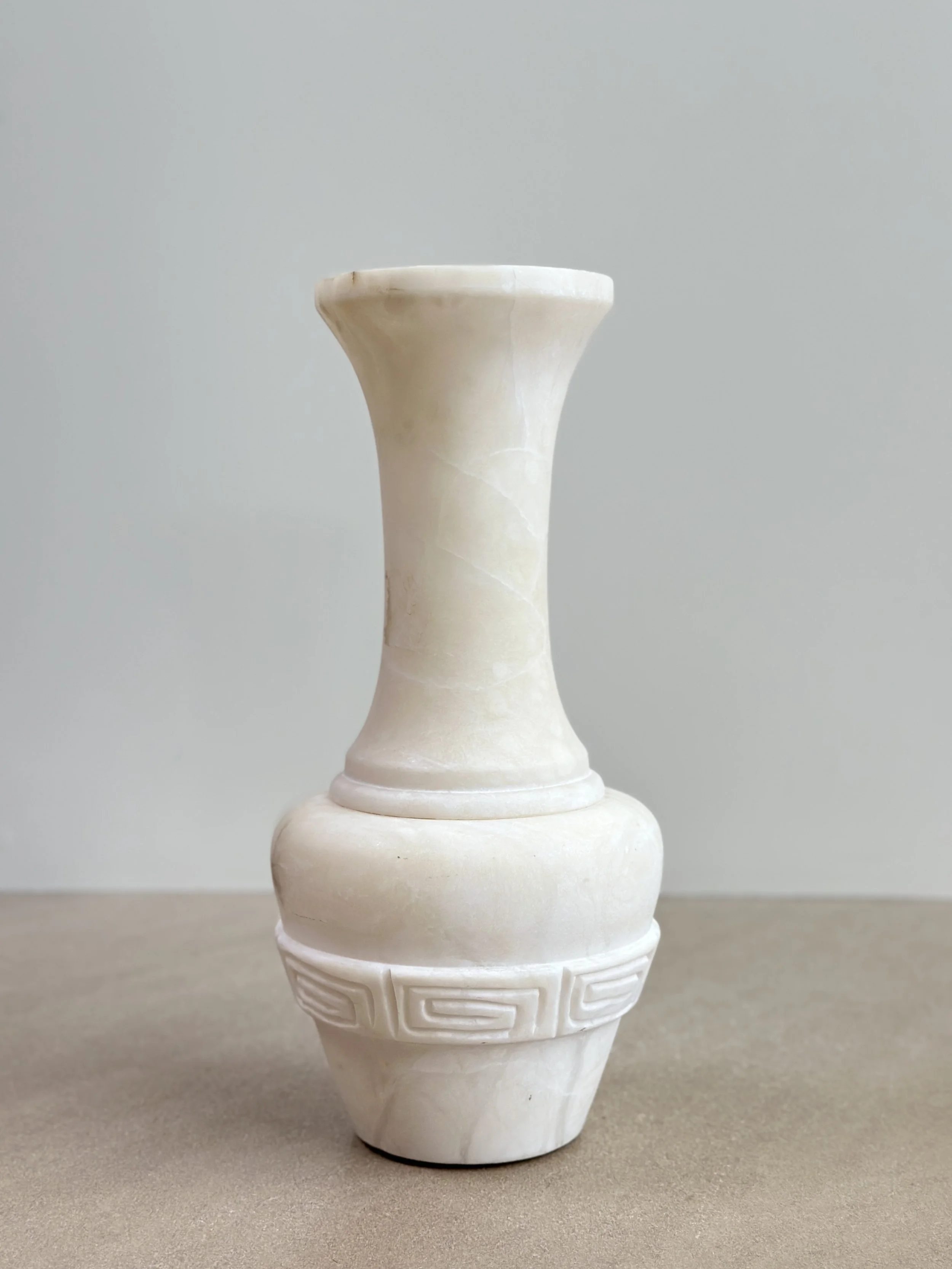 Tall White Marble Vase, Italy 20th Century