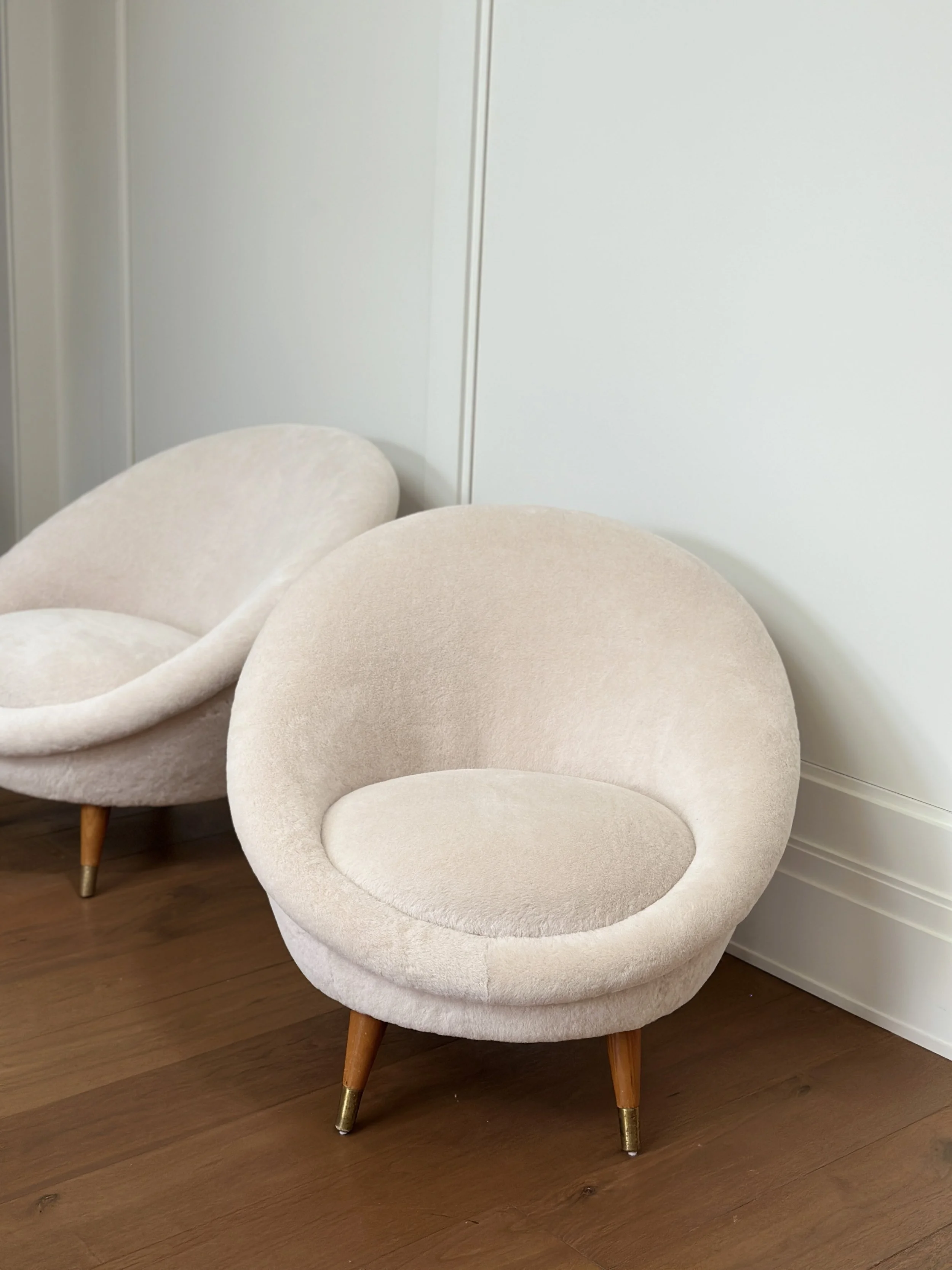 Norwegian Egg Chairs Reupholstered in Alpaca c 1950 COMING SOON