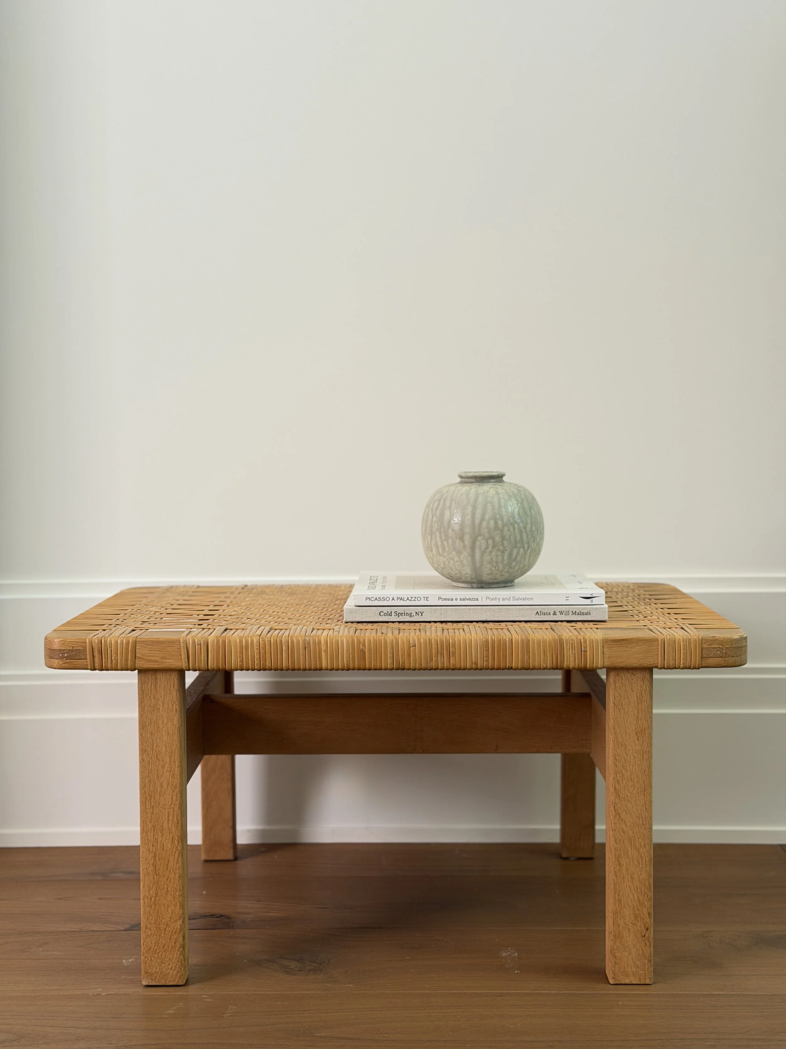 Small Midcentury Bench/Tables by Børge Mogensen in Oak and Cane, Denmark
