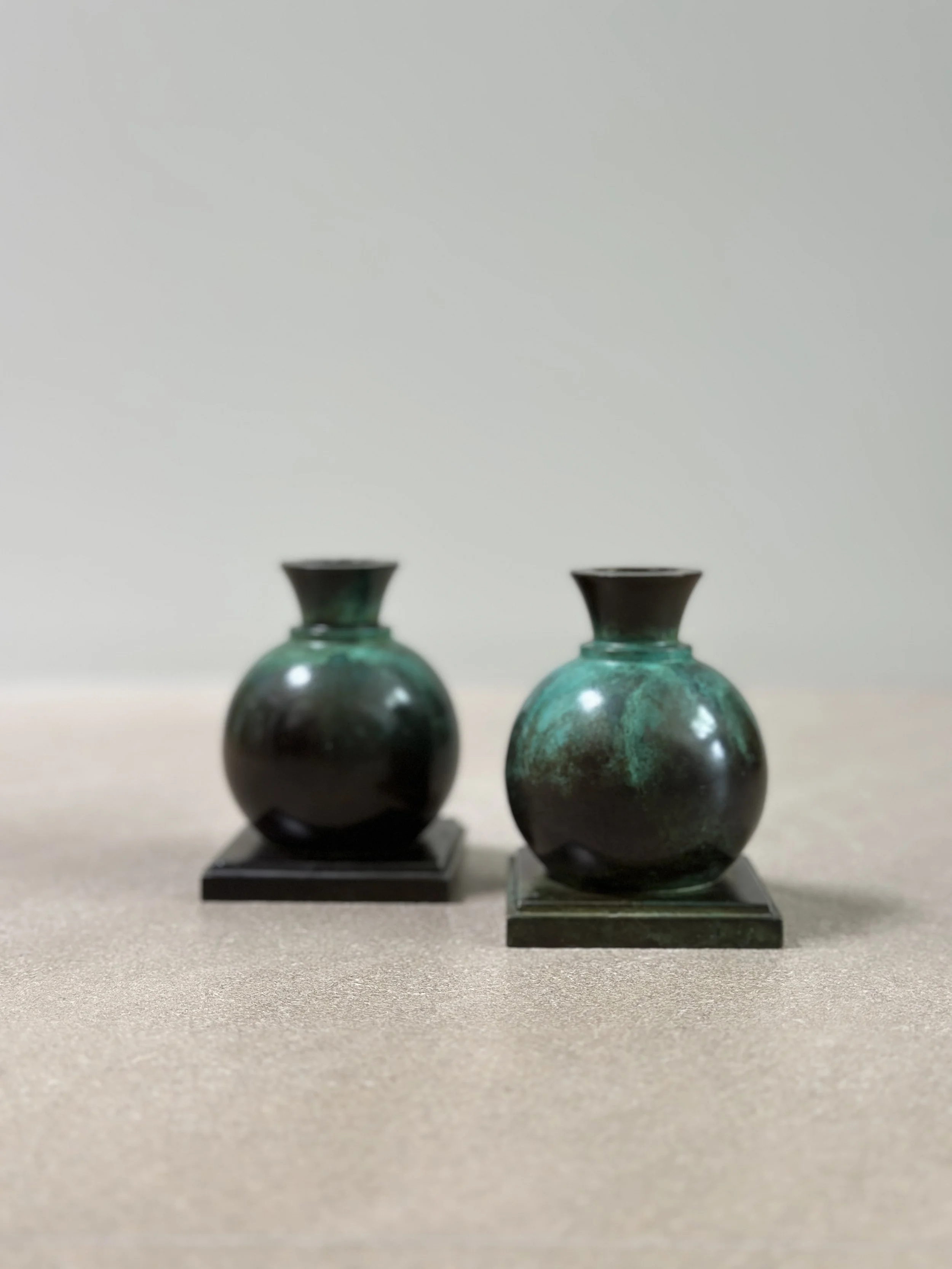 Patinated Bronze Candlesticks from GAB Sweden, 1930 SOLD