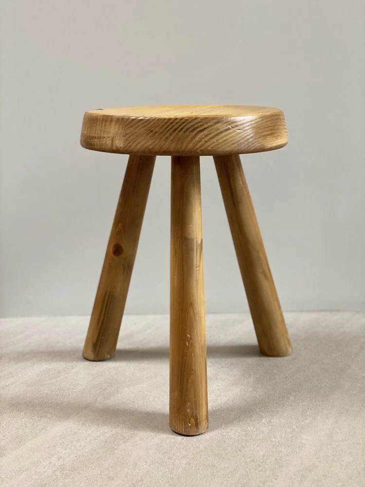 Les Arcs Stool in Pine by Charlotte Perriand