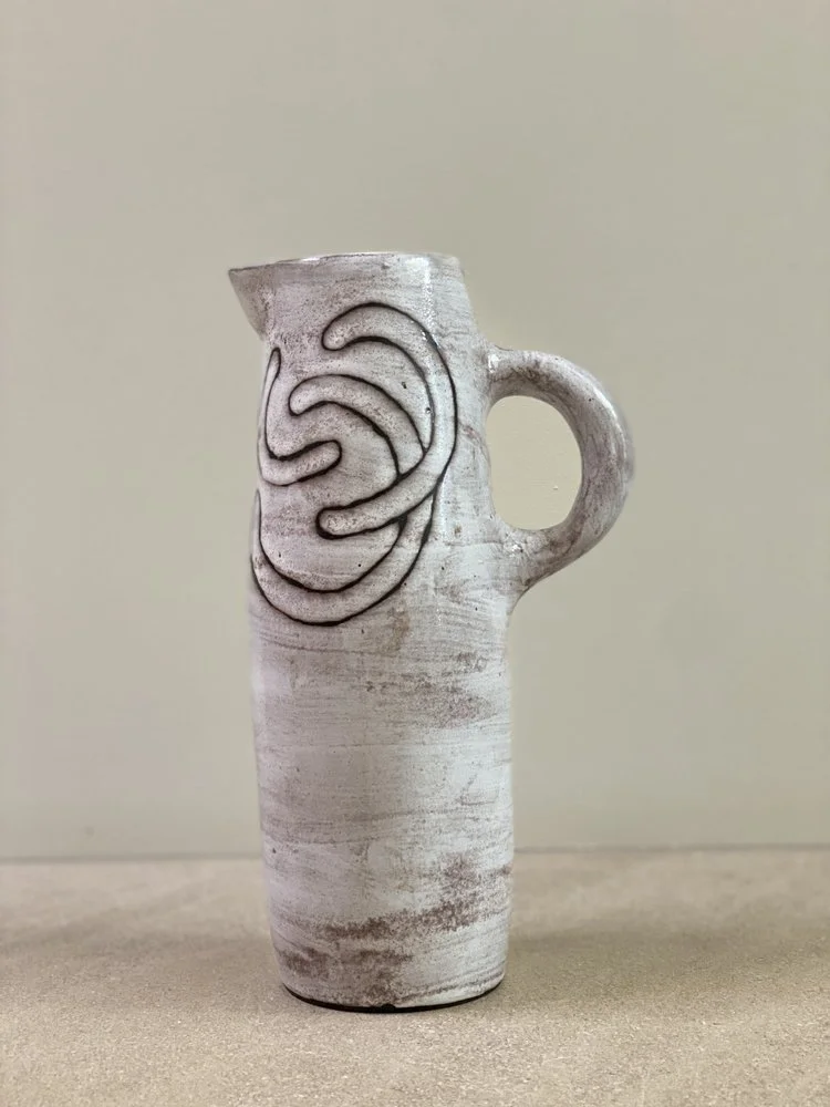 Tall Midcentury French Pitcher in the Style of Picasso, c. 1960