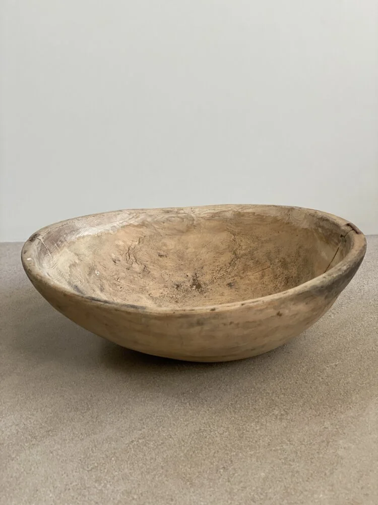 Swedish Root Bowl with Old Repairs Dated 1819
