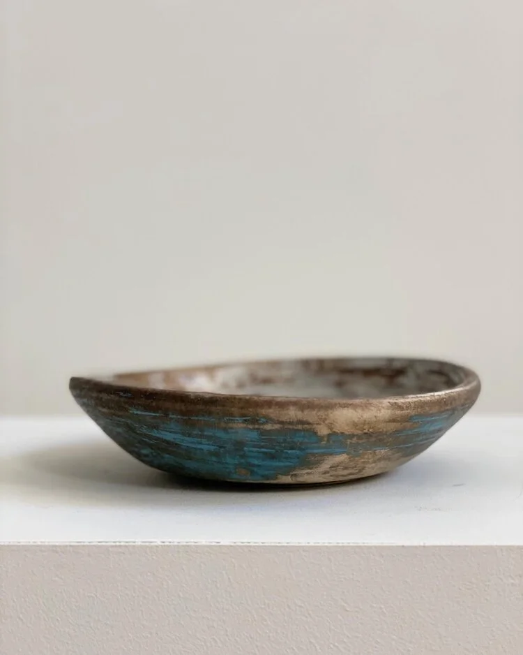 Small Blue Swedish bowl with Original Paint, c. 1800