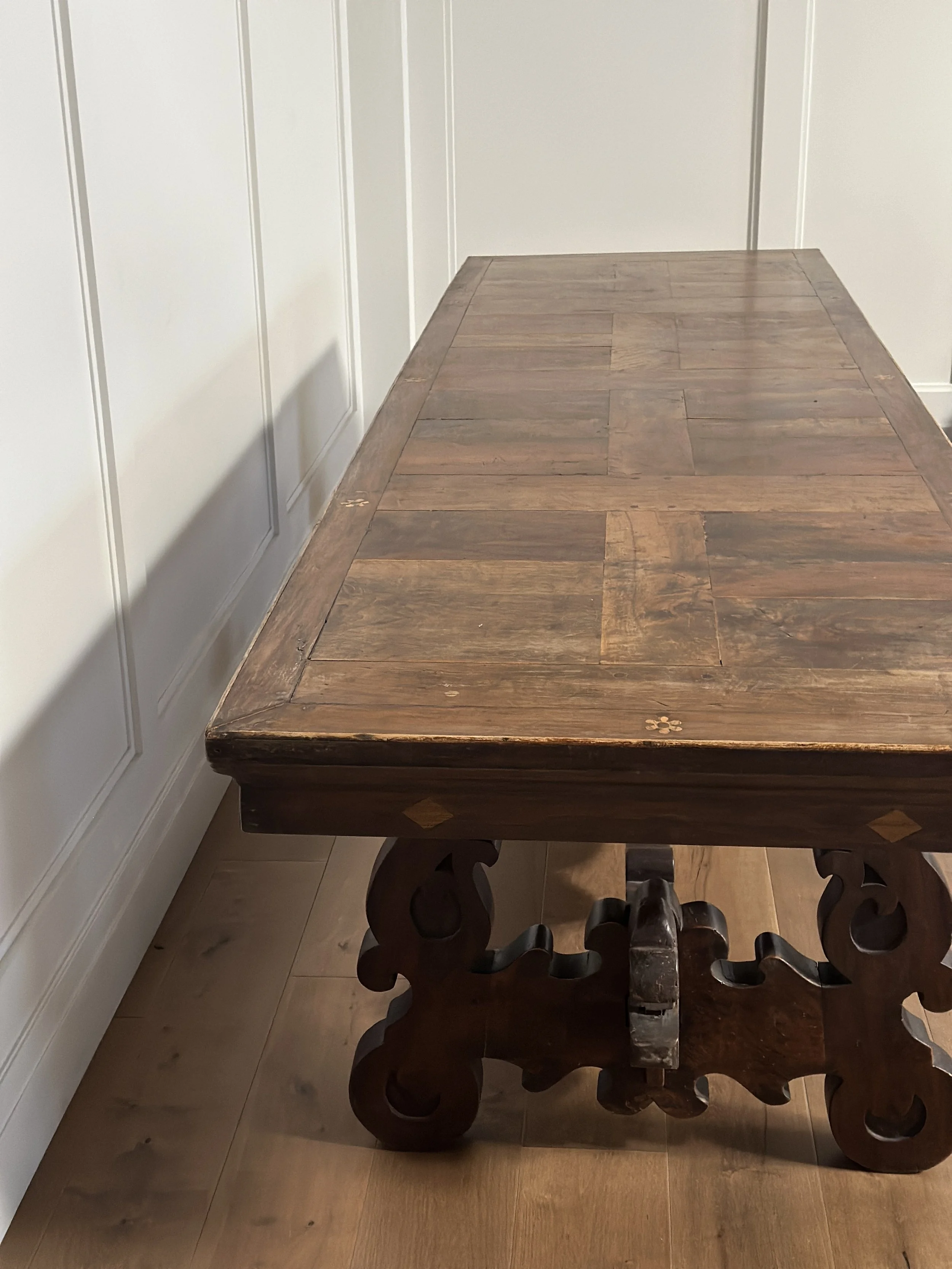 Massive Italian Table in Walnut from a Castle, 18th Century