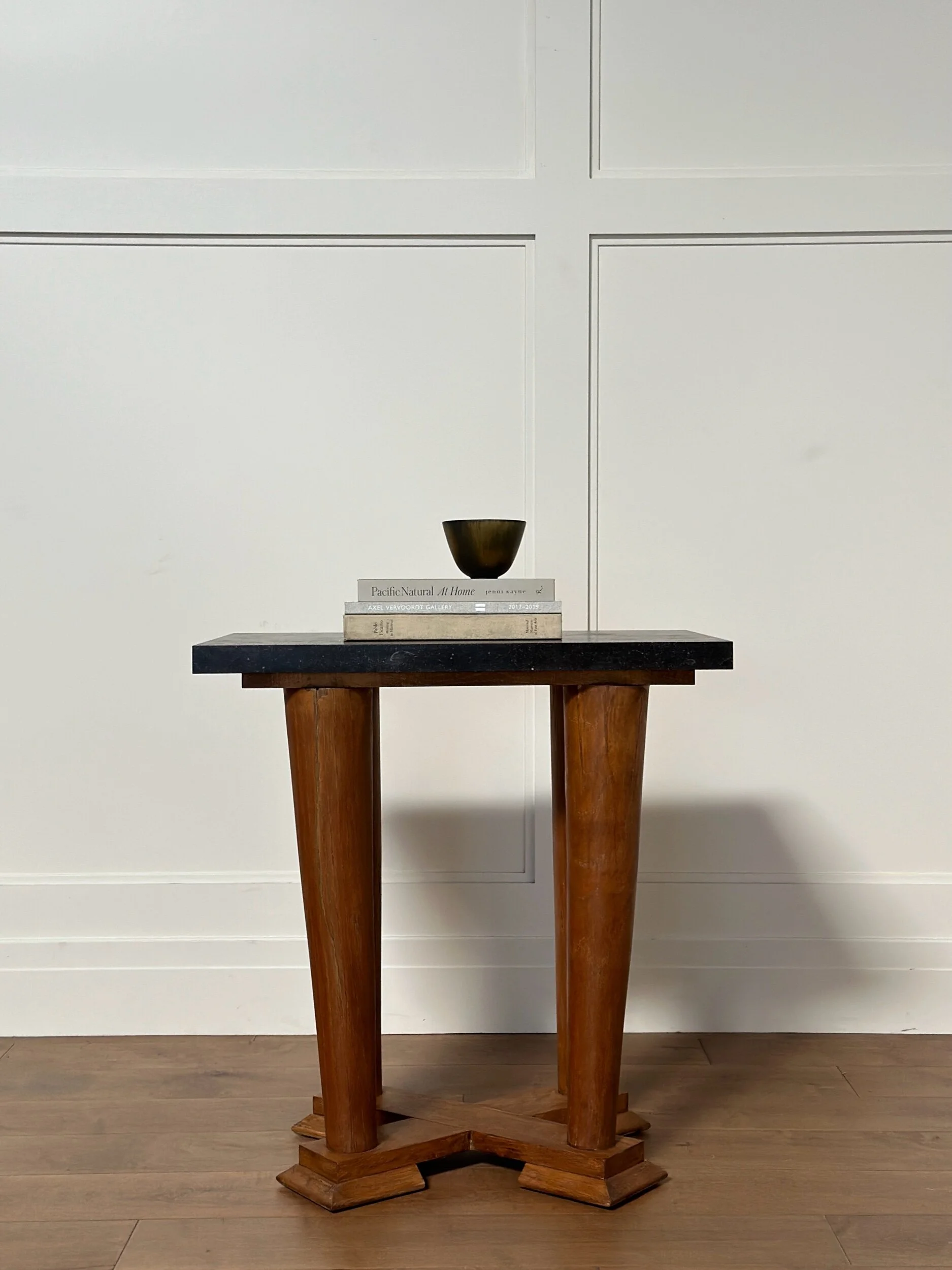 Midcentury French Gueridon Table in Stone and Oak SOLD