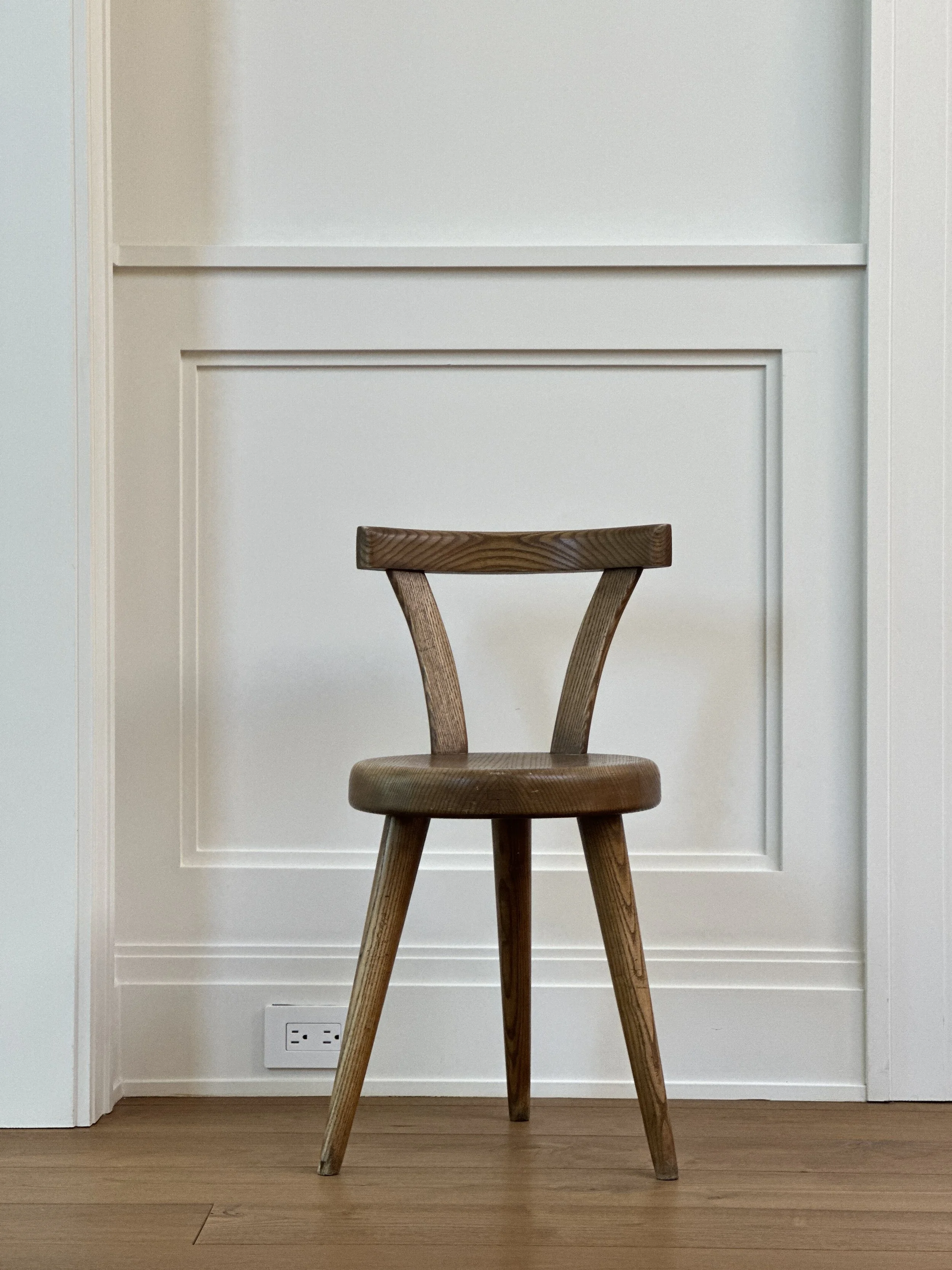 Rare Tripod Chairs in Ash by Charlotte Perriand, France 1950s (sold individually)