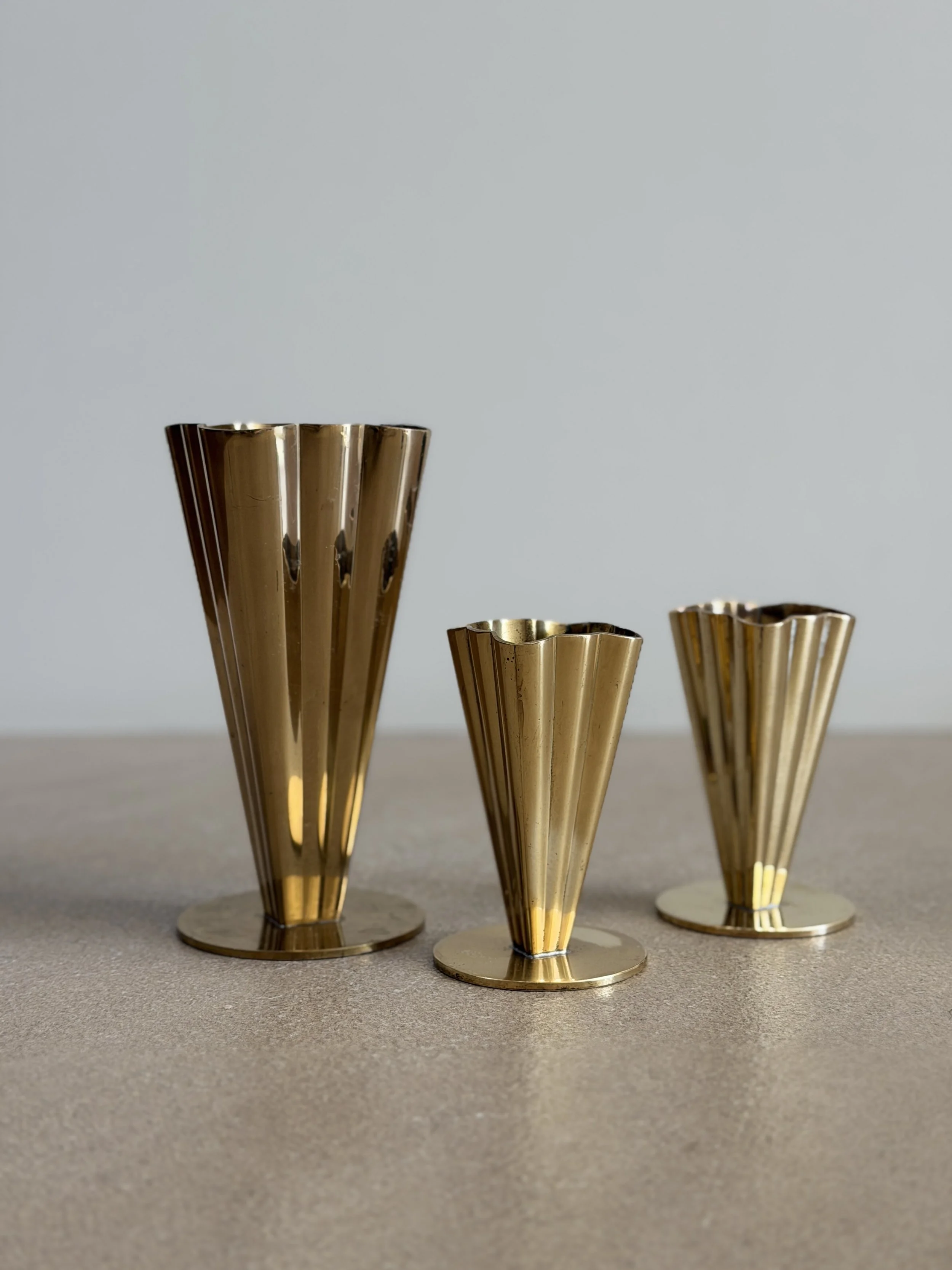 Swedish Brass Vases by Ystad-Metall