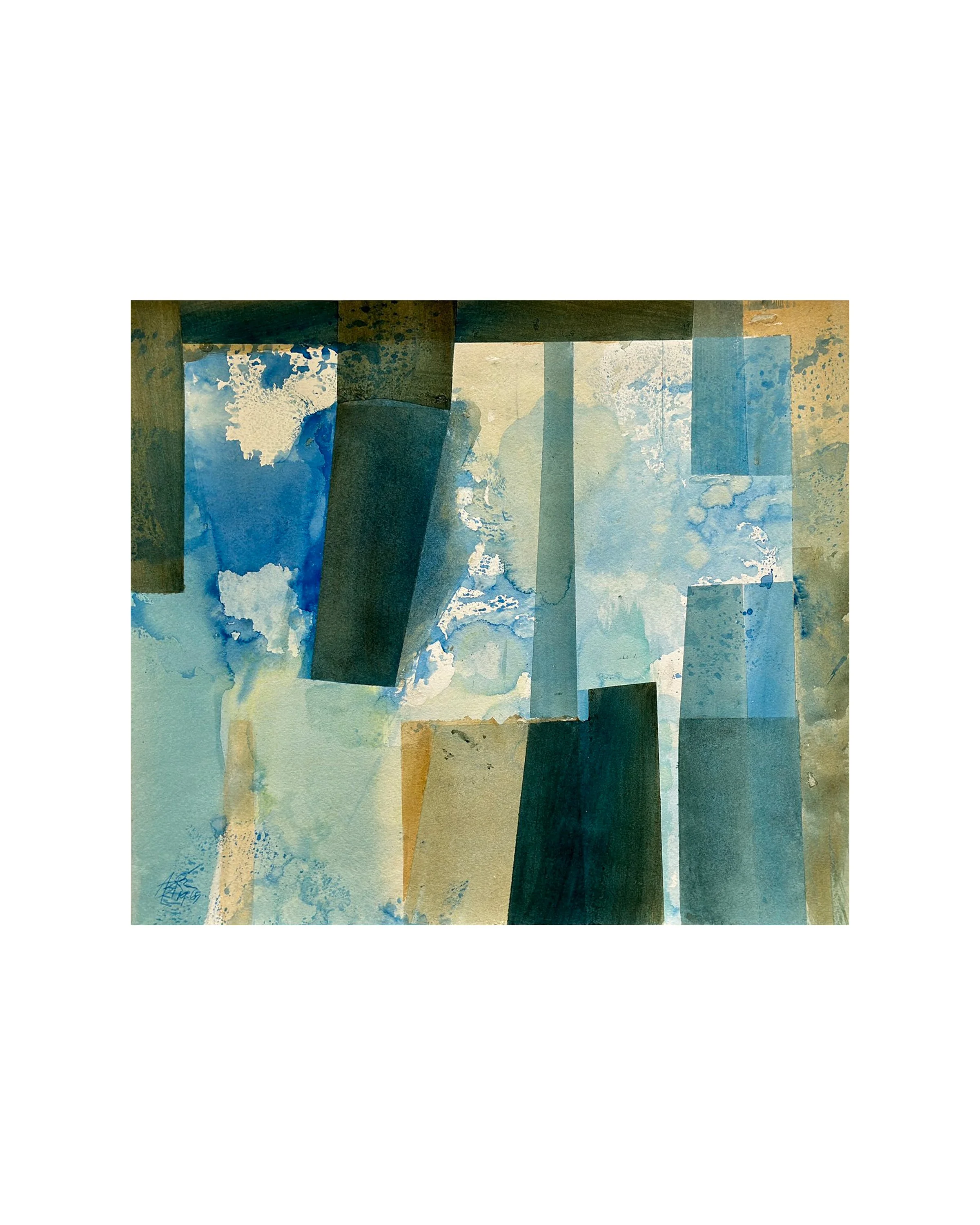 Watercolor in Blues Dated 1965