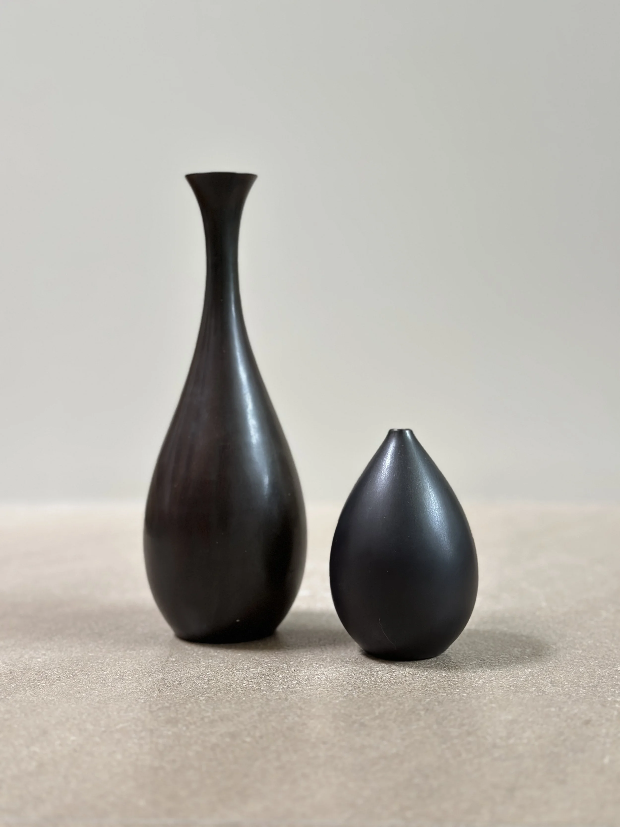 Black Vase and Bud Vase by Carl-Harry Stalhane