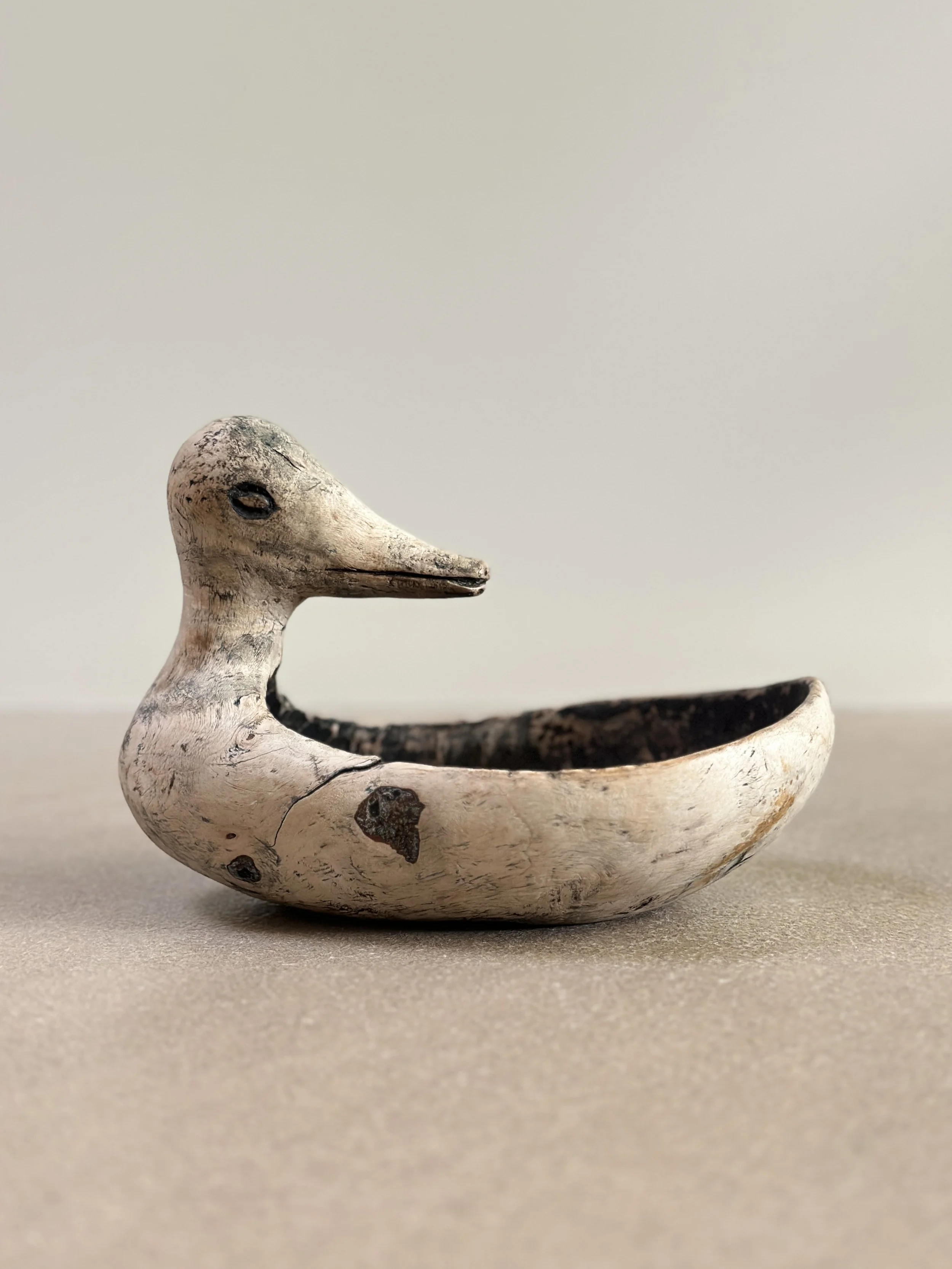 Rare Swedish Carved Duck Bowl c. 1800