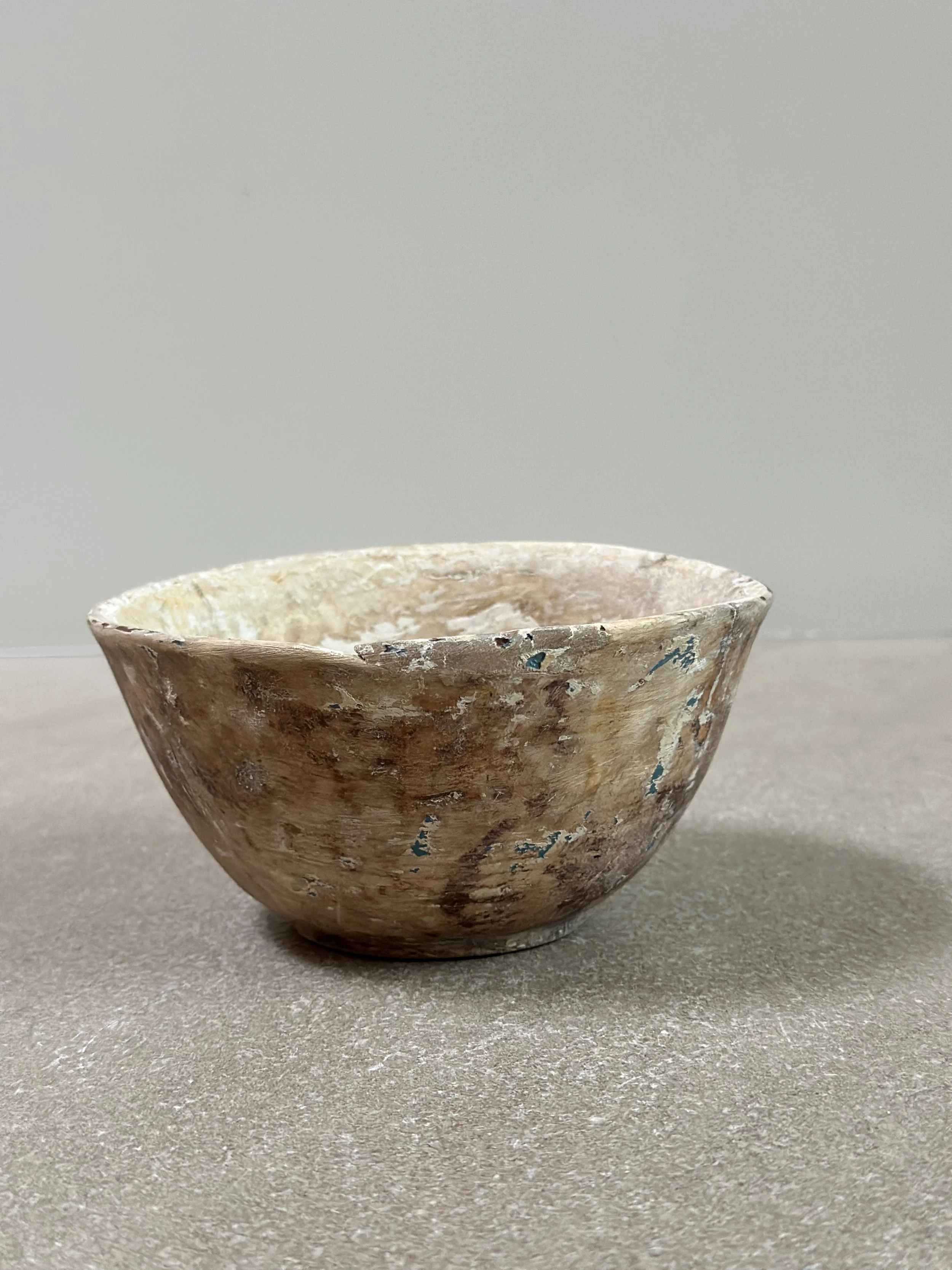 Petite Swedish Root Bowl with Traces of Blue Paint