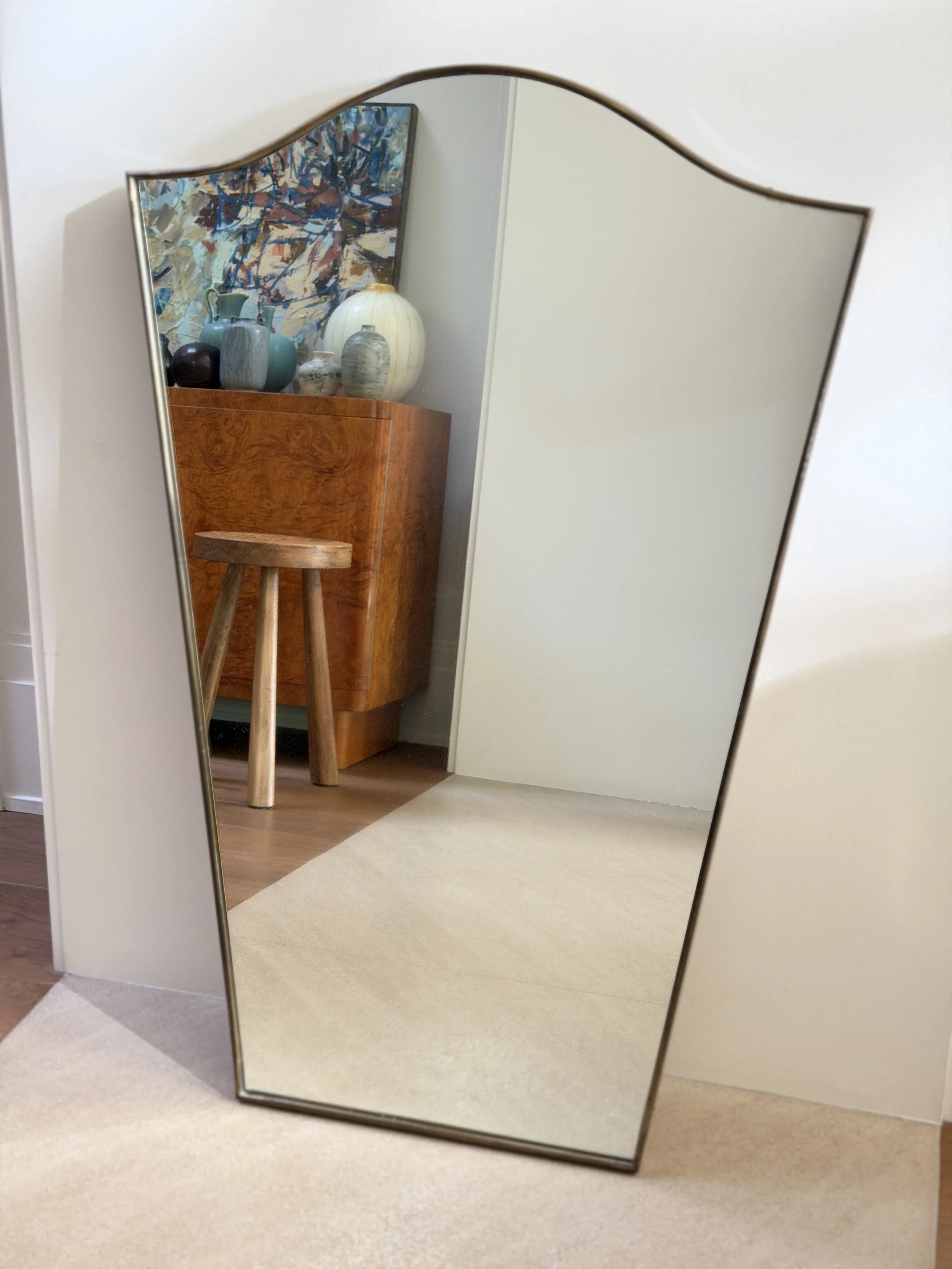 Midcentury Italian Brass Mirror #1