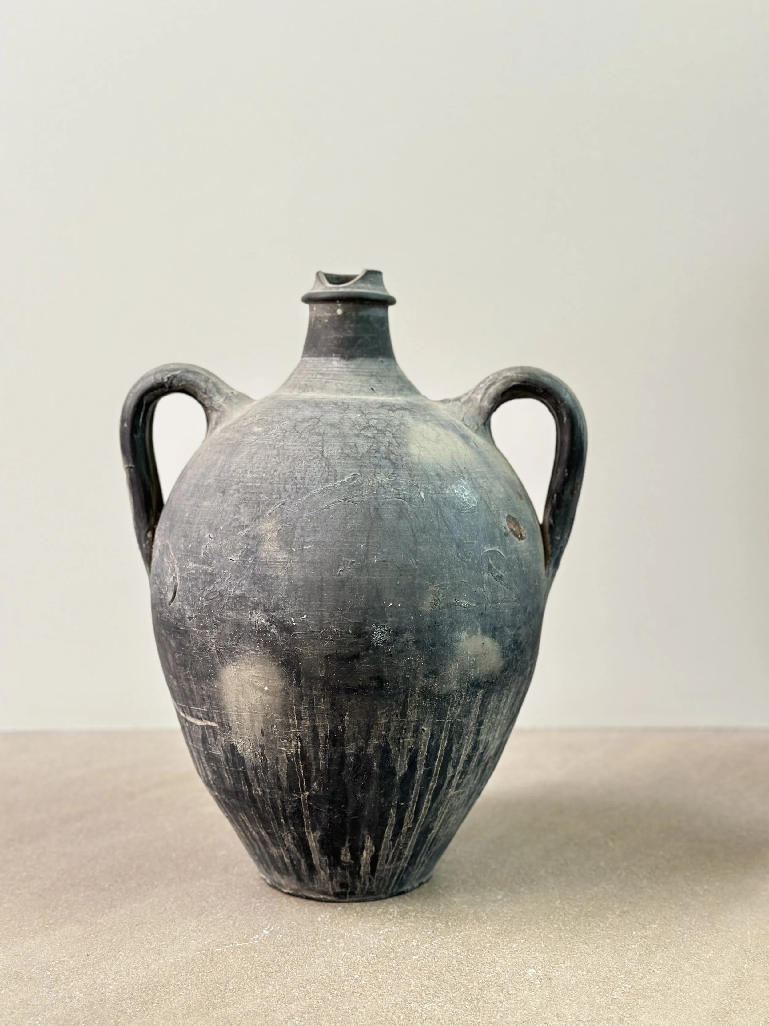 Dark Grey Spanish Pot with Spout, 19th Century