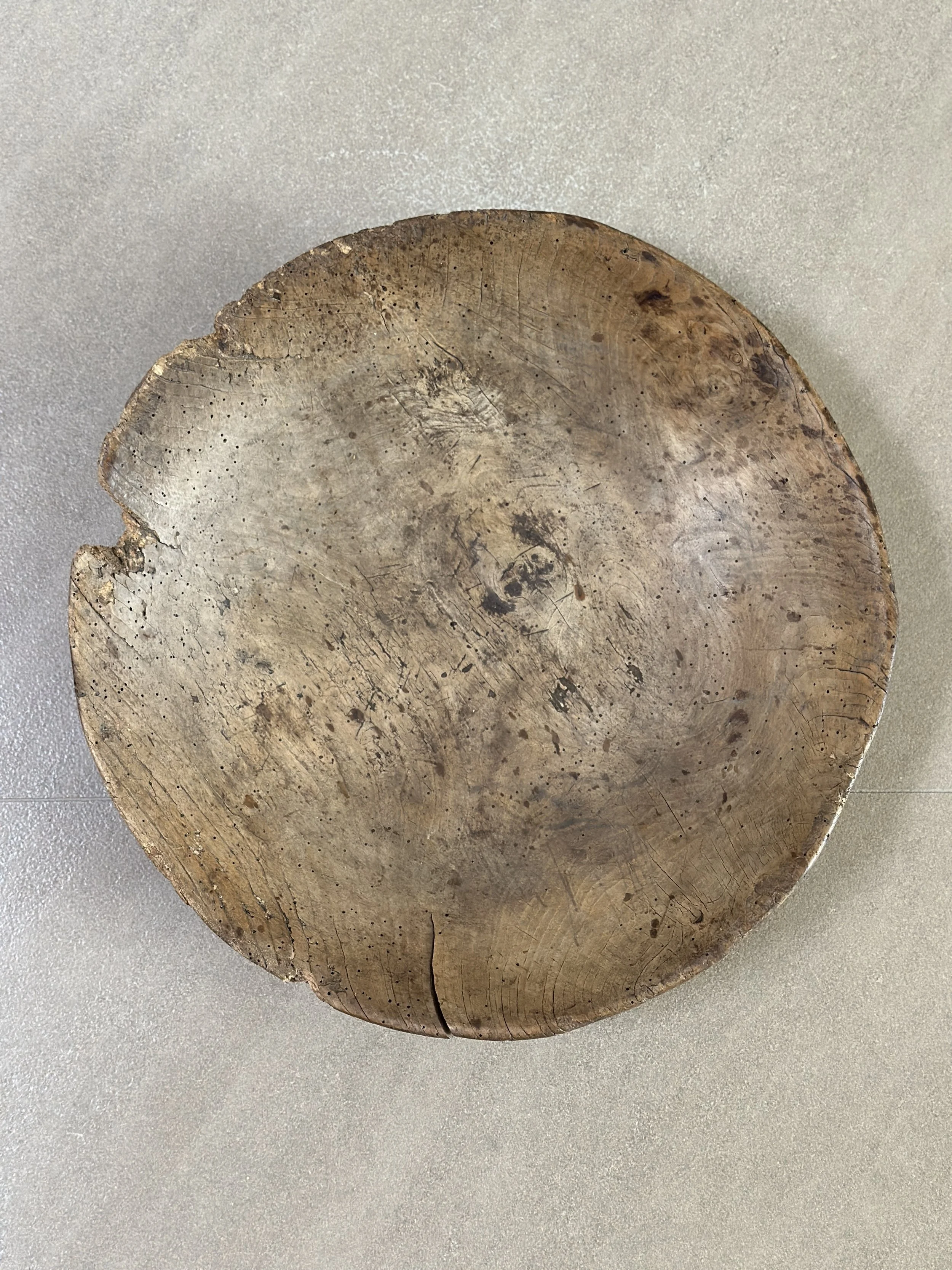 Large Primitive, Welsh Wooden Bowl with Amazing Patina