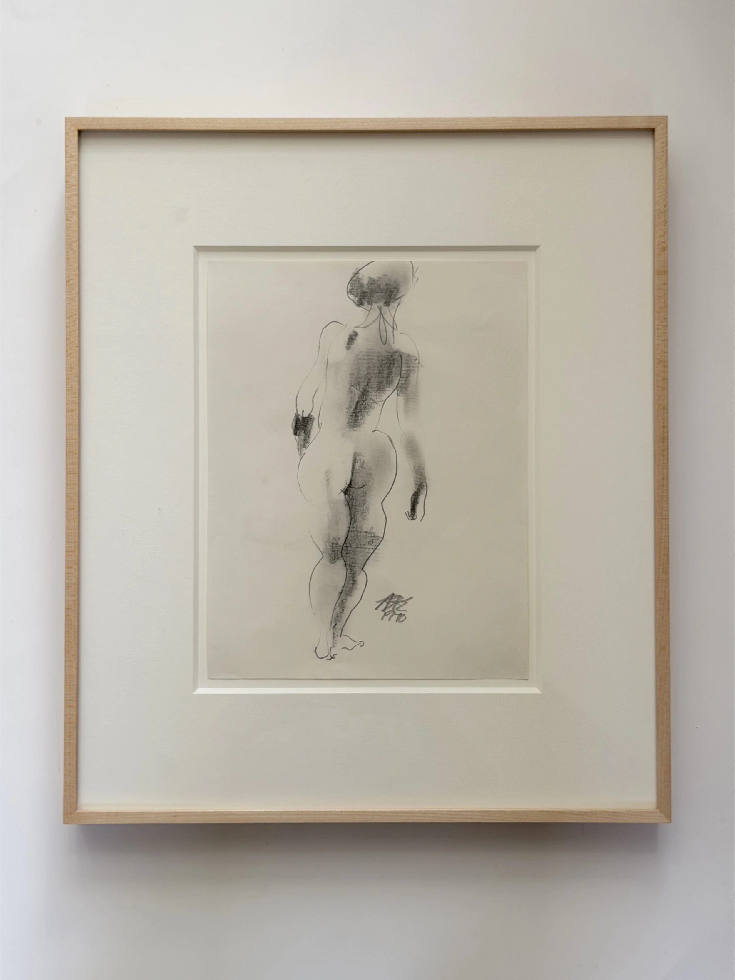 Single Female Nude in Pencil by Benjamin Abramowitz, 1970