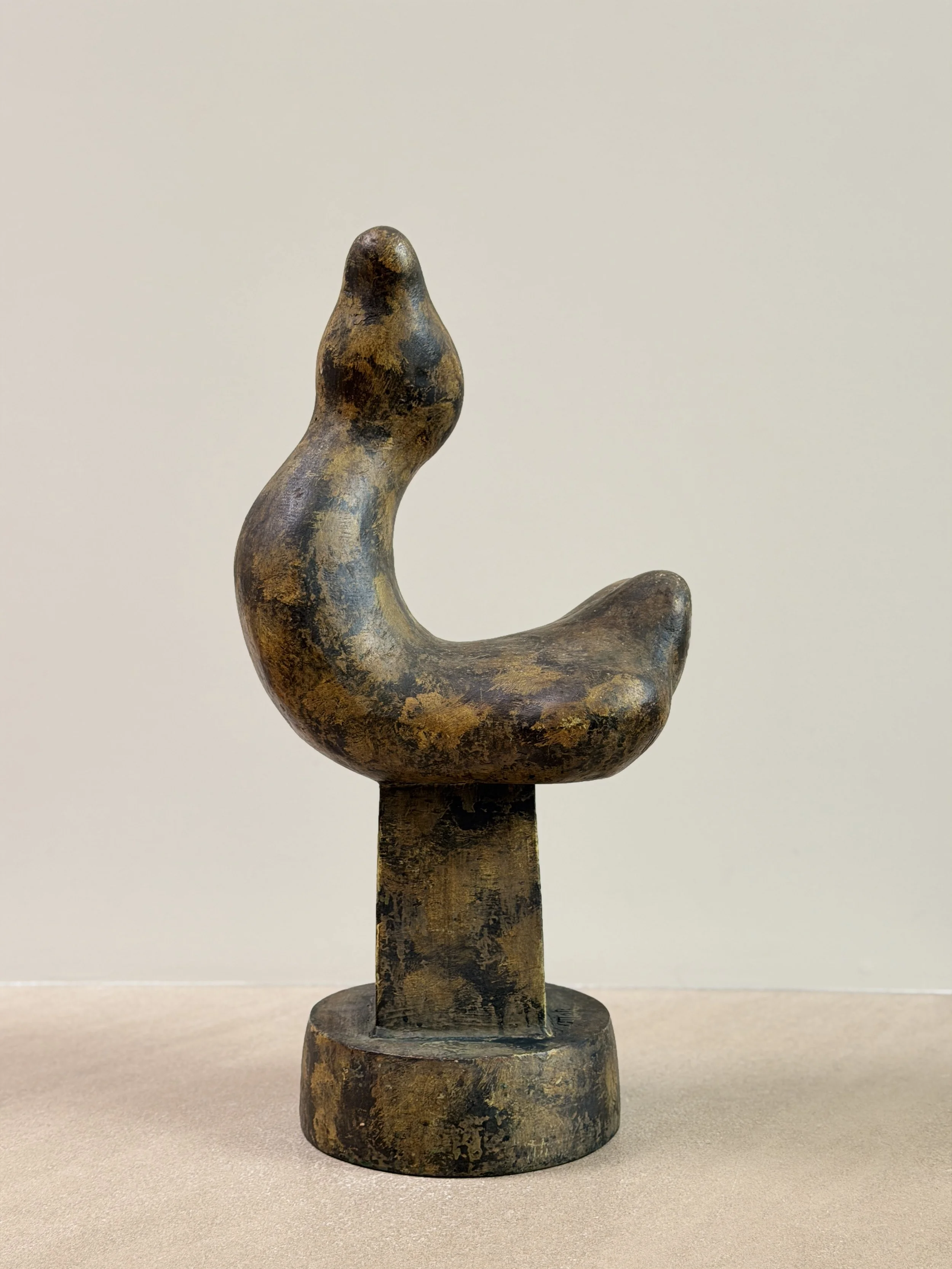 Tall Wooden Painted Wood Sculpture by Otto Pedersen