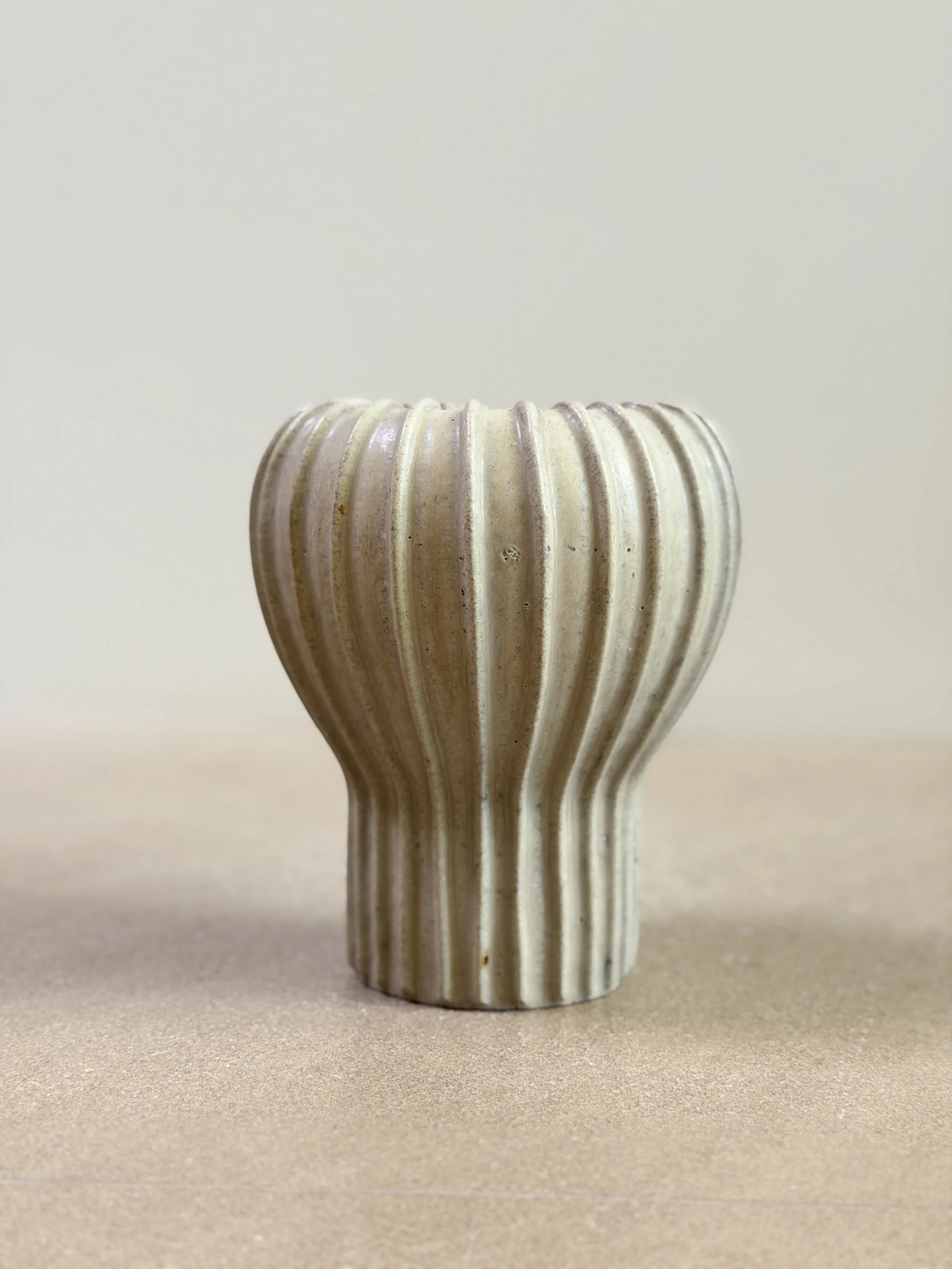 Tall Ribbed Vase by Arne Bang, Denmark 1930s