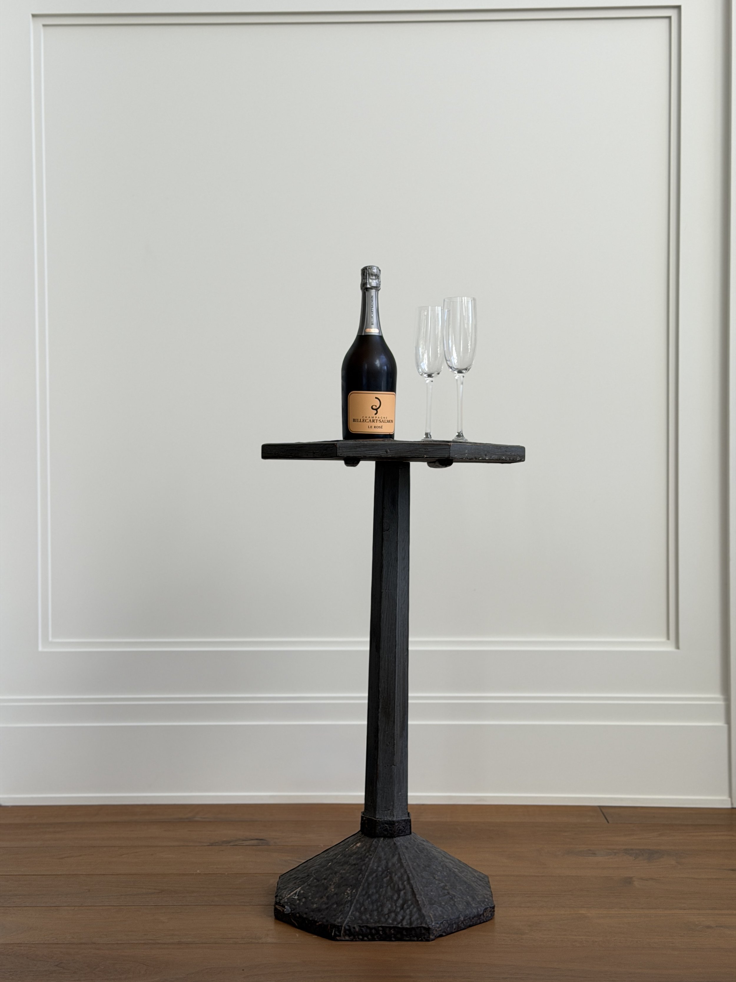 Folk Art Wood and Metal Pedestal Table, France