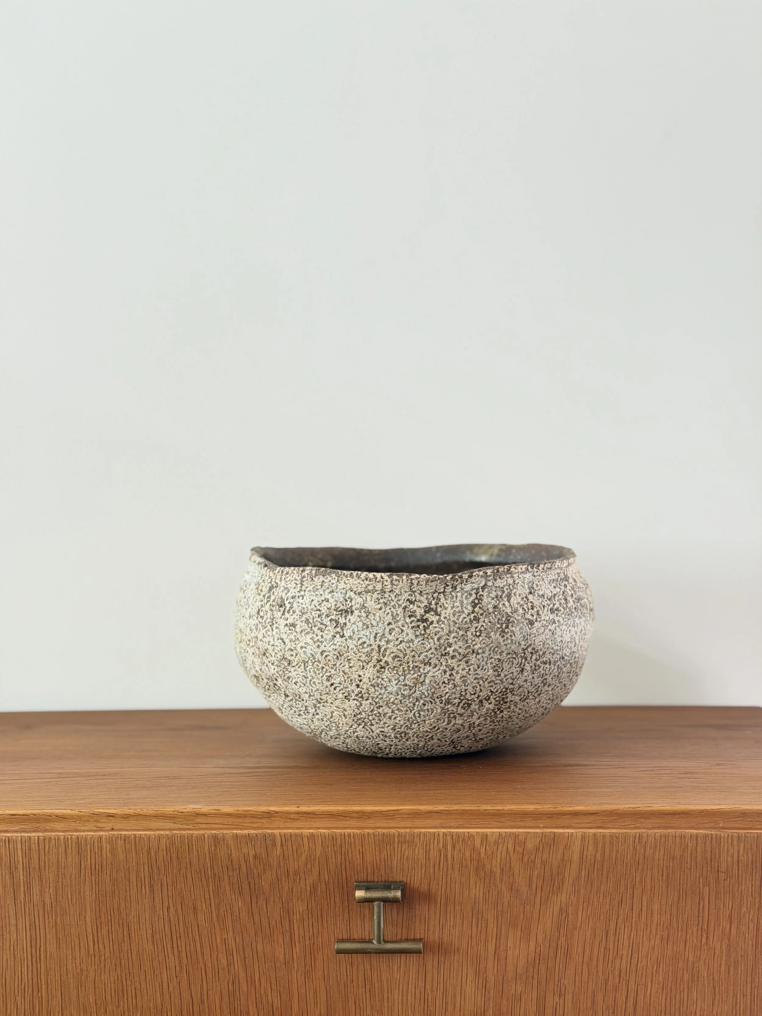 Large White Slip Pattern Bowl