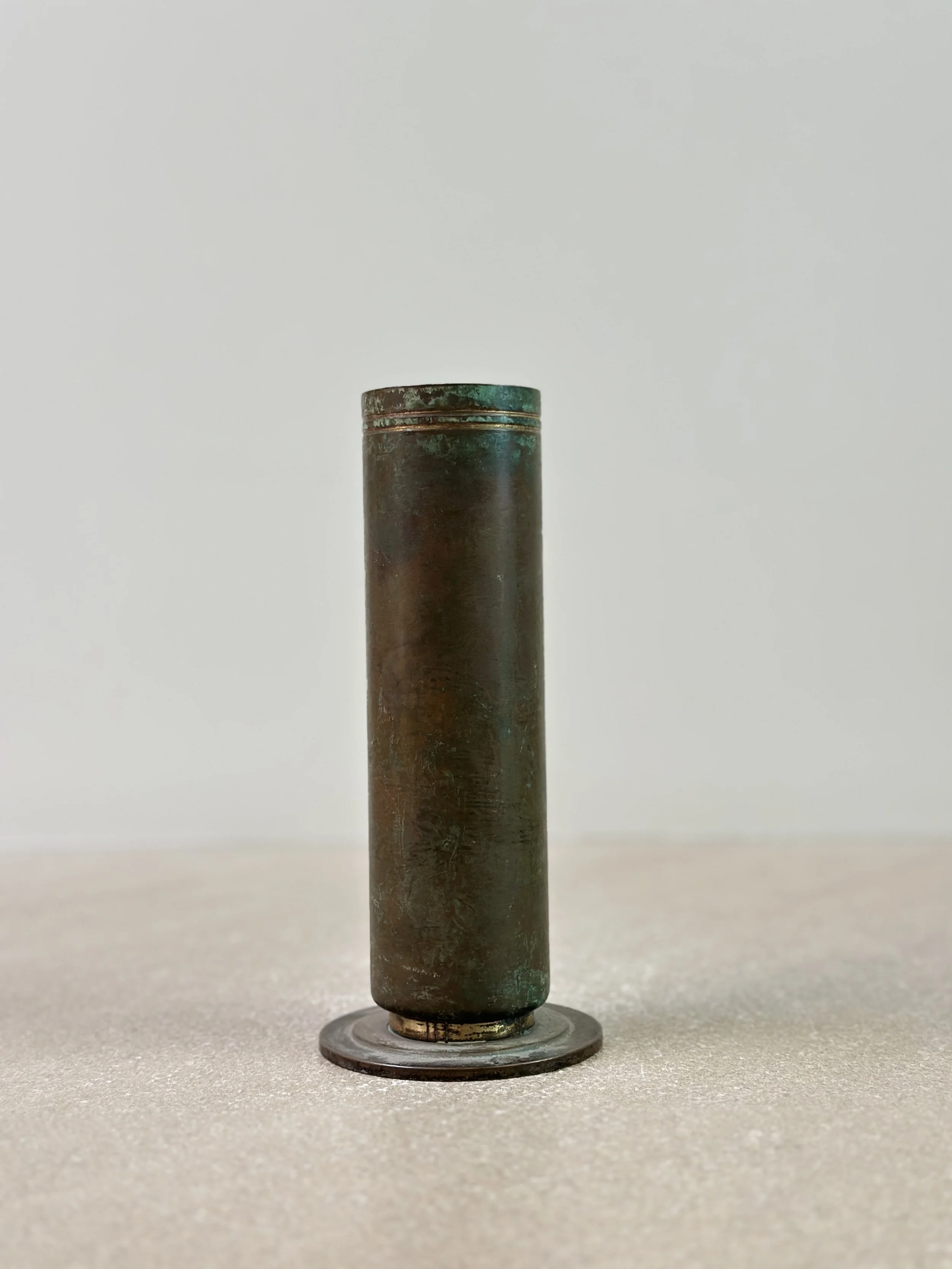 Tall Cylindrical Vase in Bronze by GAB, Stockholm