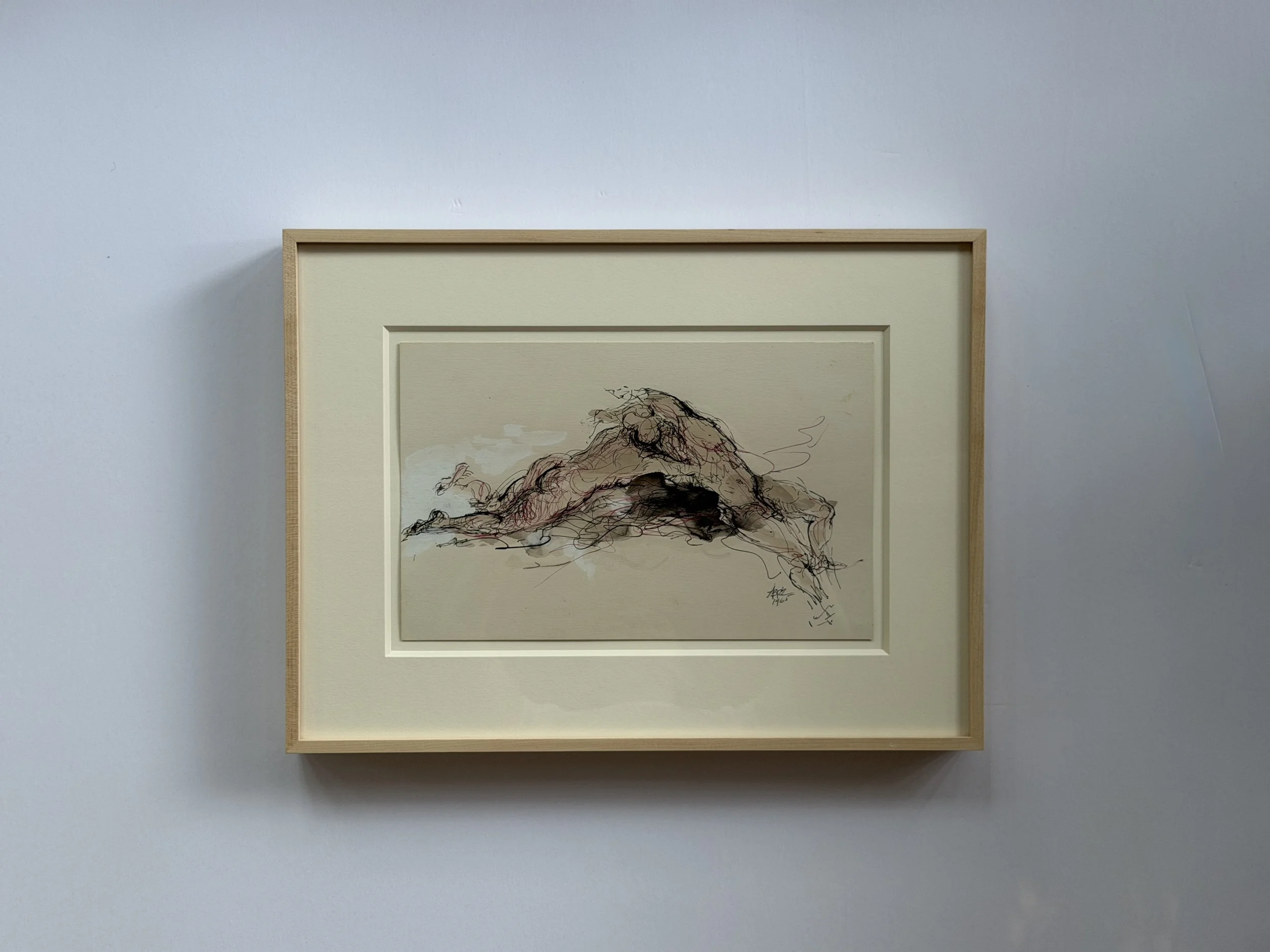 Embracing Nudes in Colored Ink and Wash by Benjamin Abramowitz, 1965