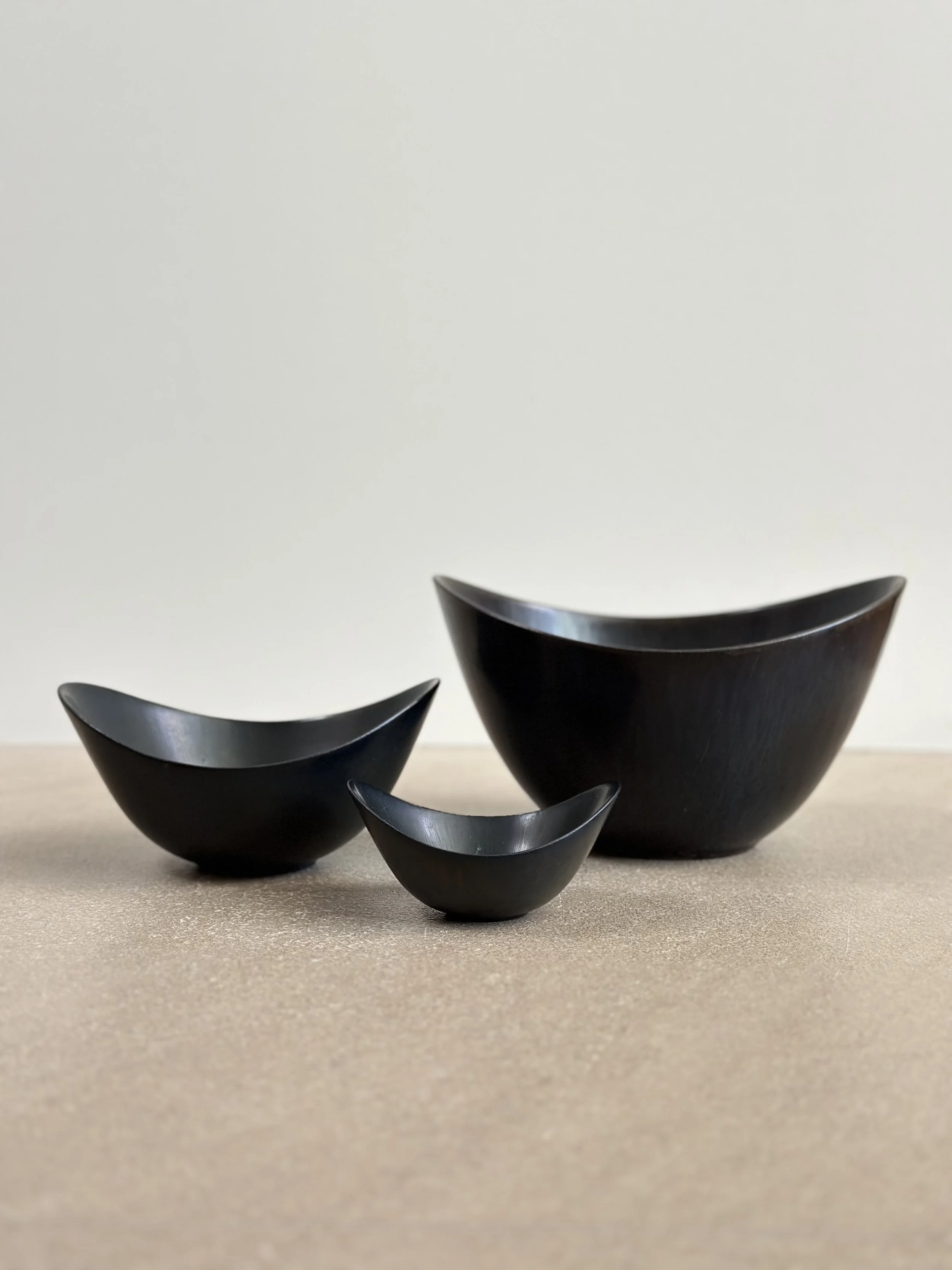 Black Bowls by Gunnar Nylund, Sweden 1950s