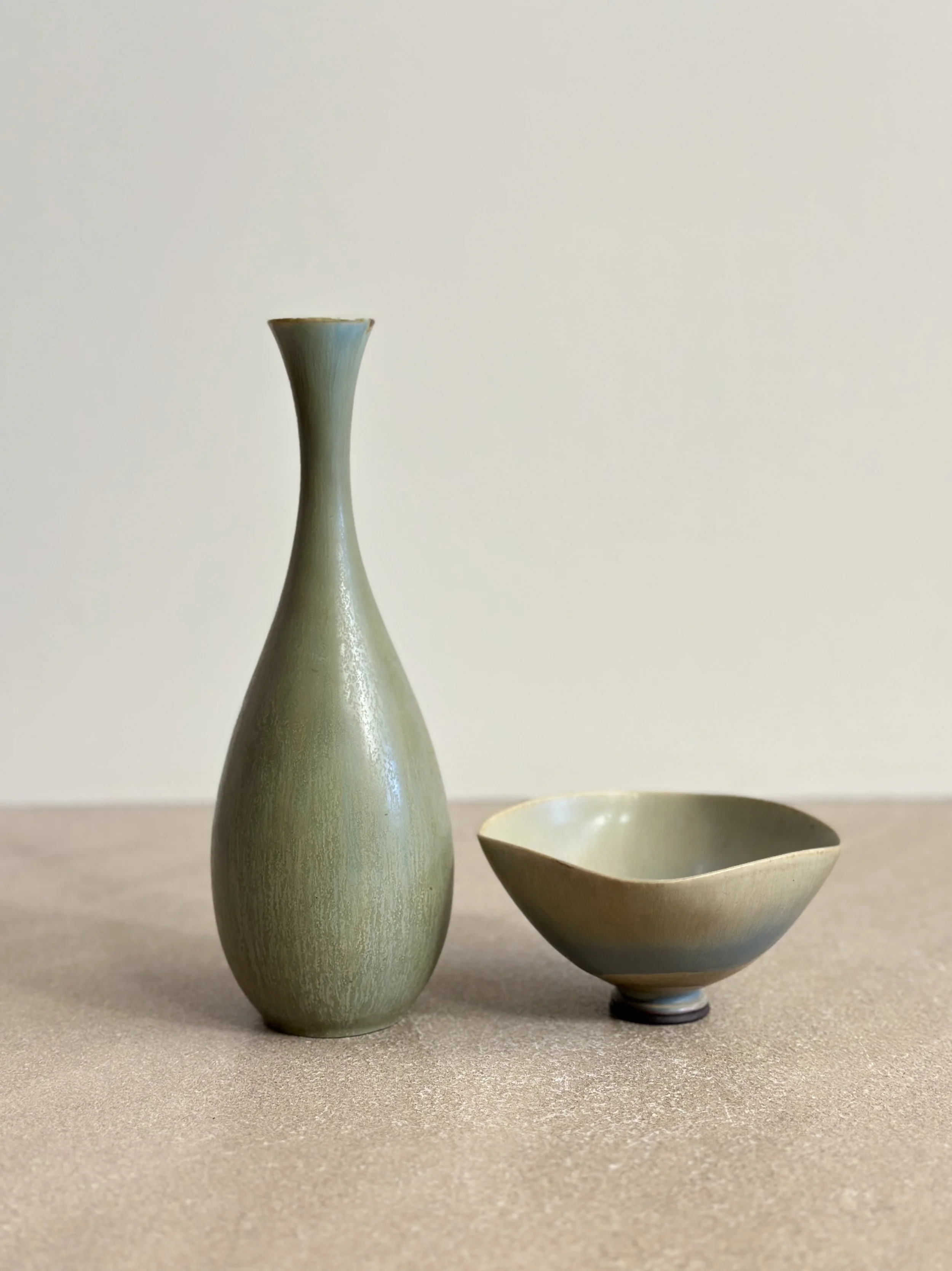 Vase by Carl-Harry Stalhane, Sweden 1950s-1960s Bowl by Berndt Friberg, Sweden 1960s