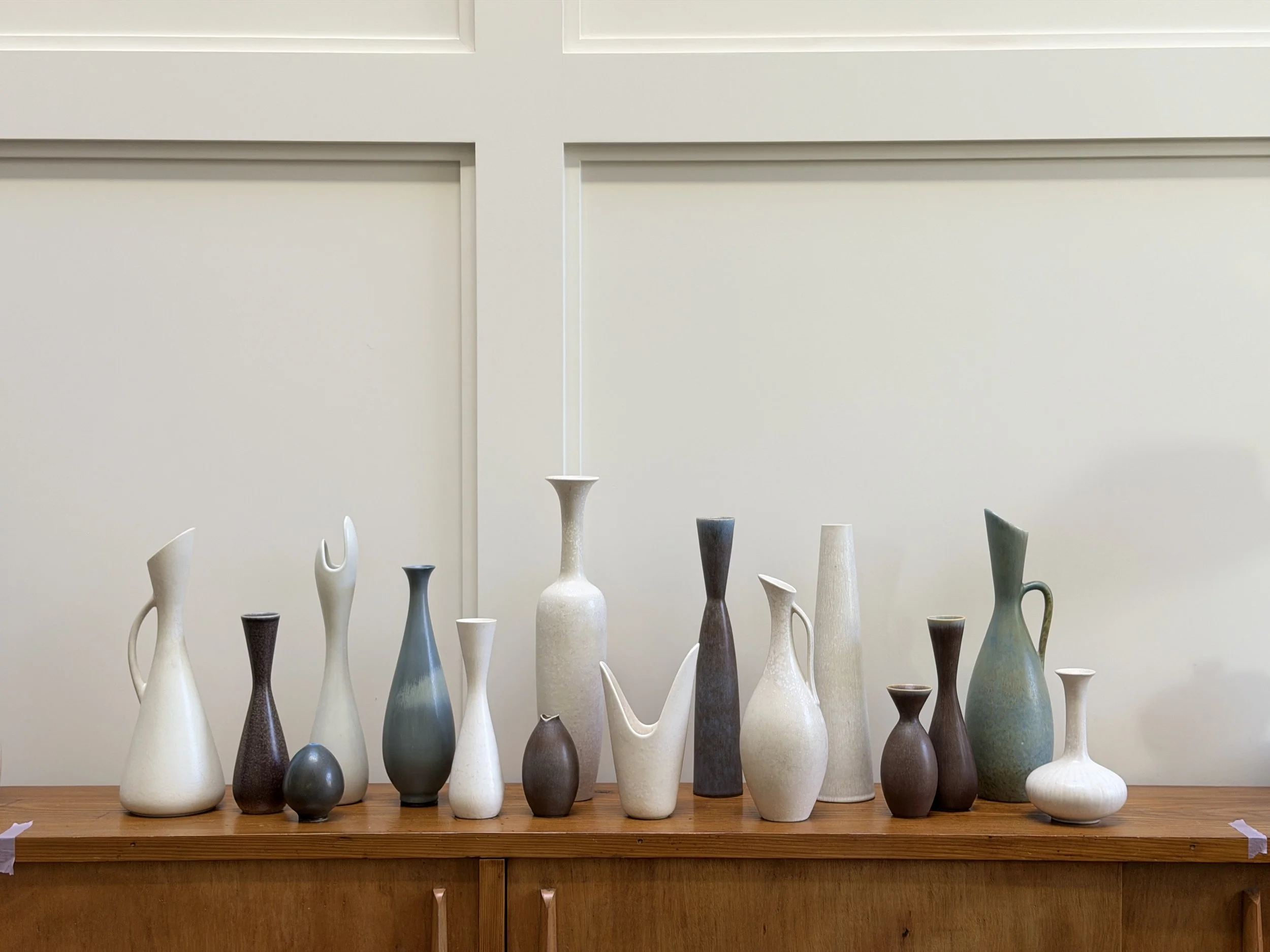 Collection of White, Blue and Brown Scandinavian Ceramics