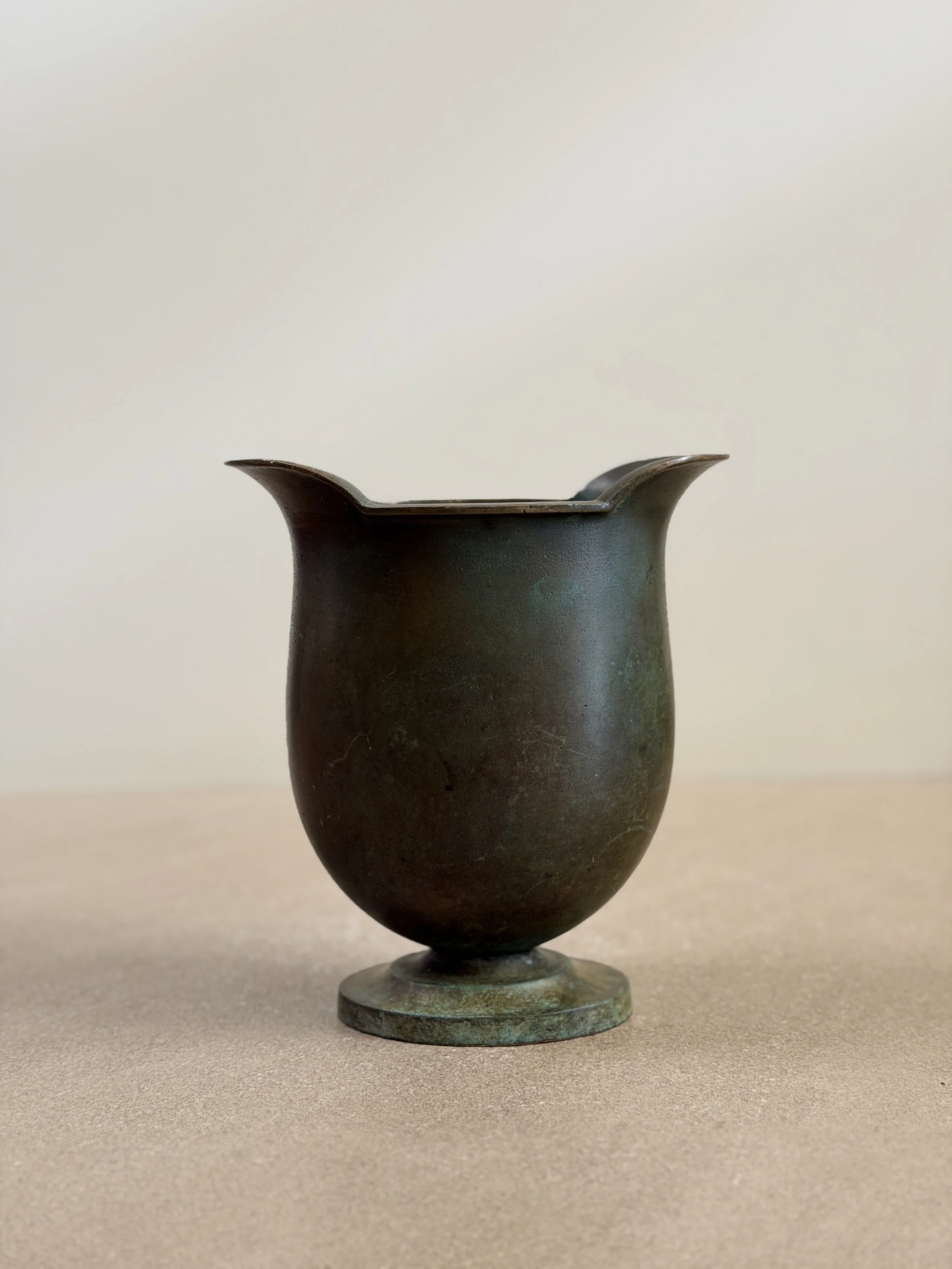 Large Bronze Vase with Amazing Patina from GAB Sweden, 1930s