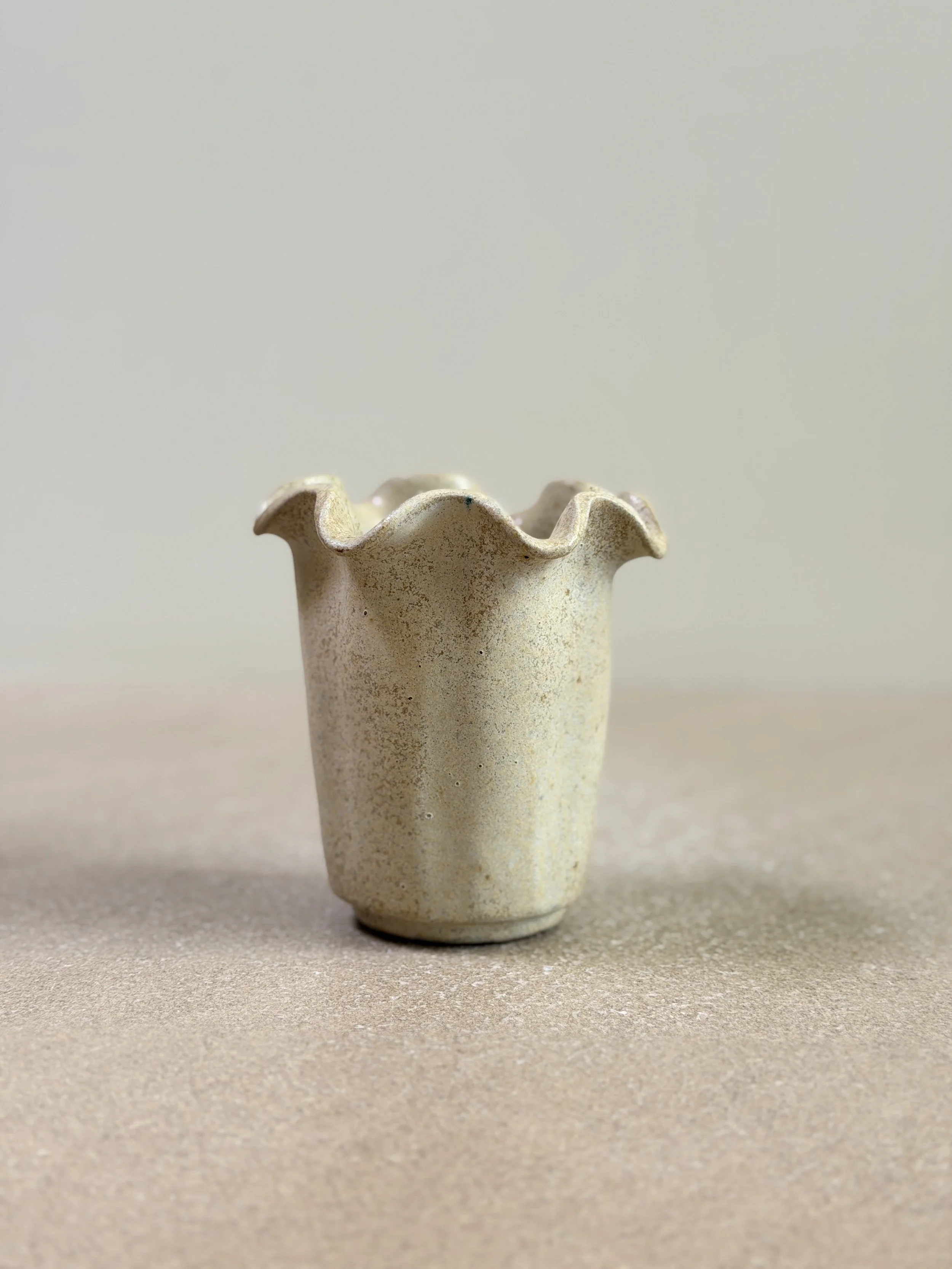 Beige Floral Vase by Arne Bang, Denmark 1930s