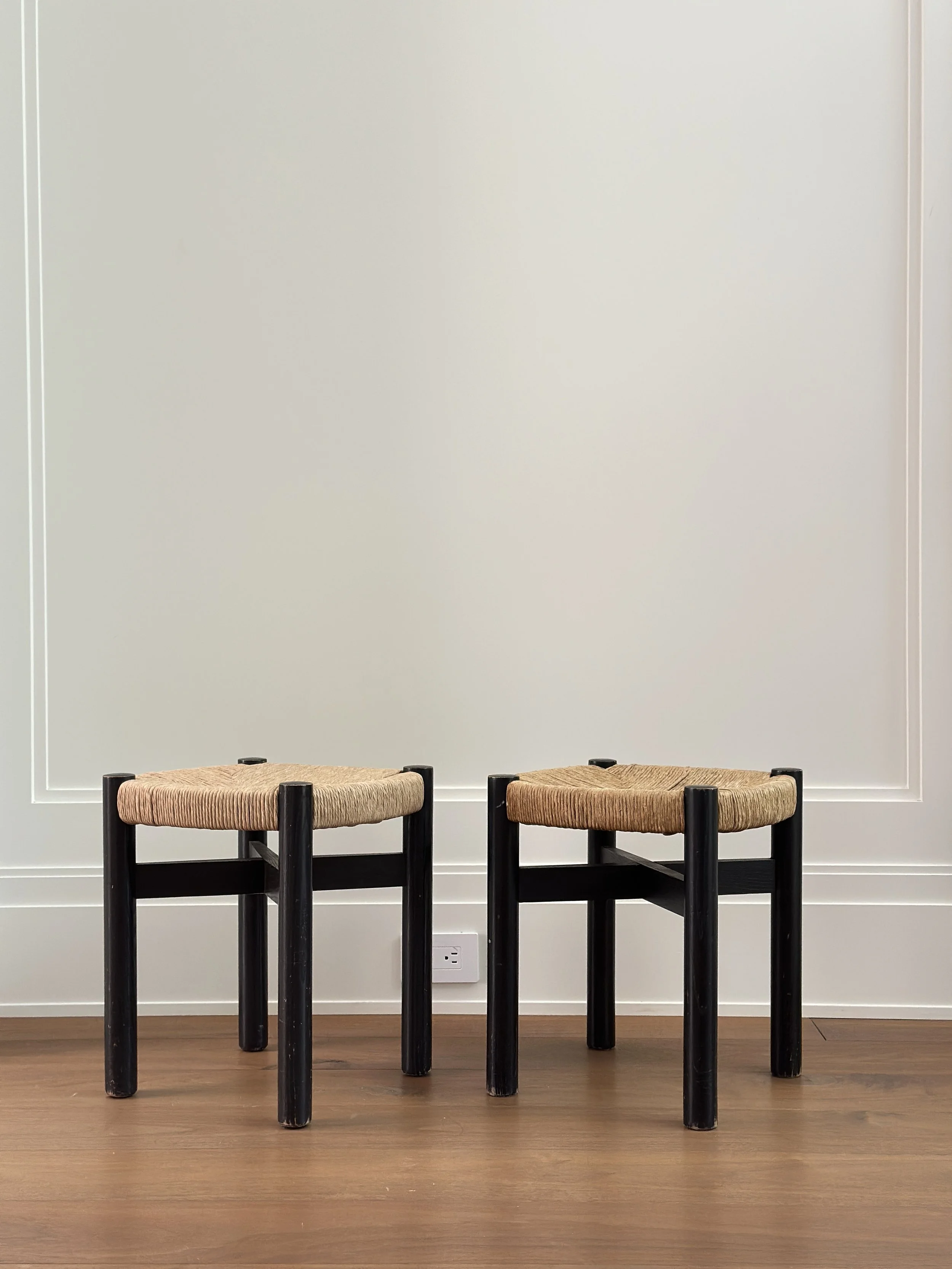 Rare Pair of Charlotte Perriand 'Meribel' Stools