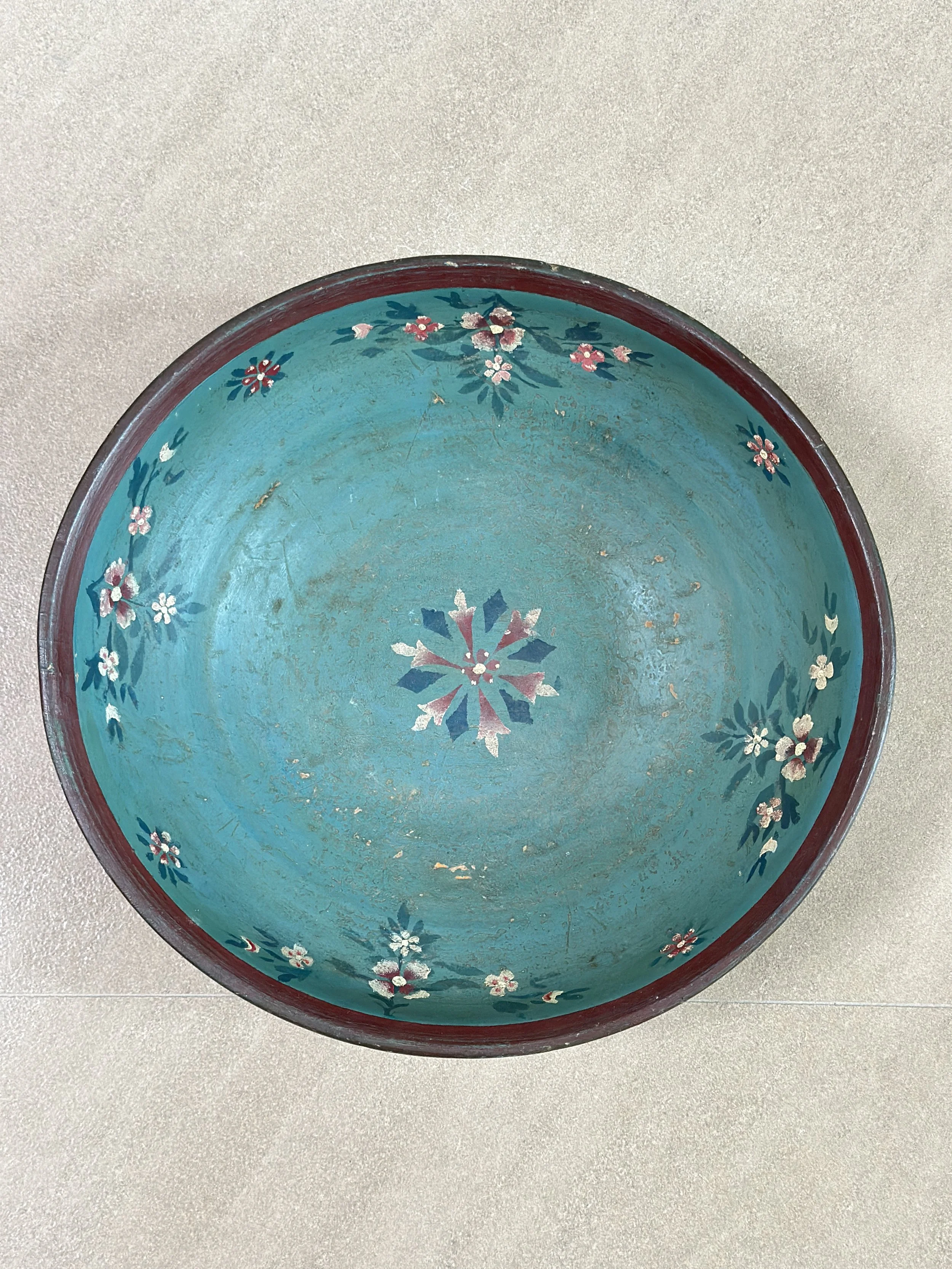 Large Hand-Painted Swedish Bowl, 19th Century