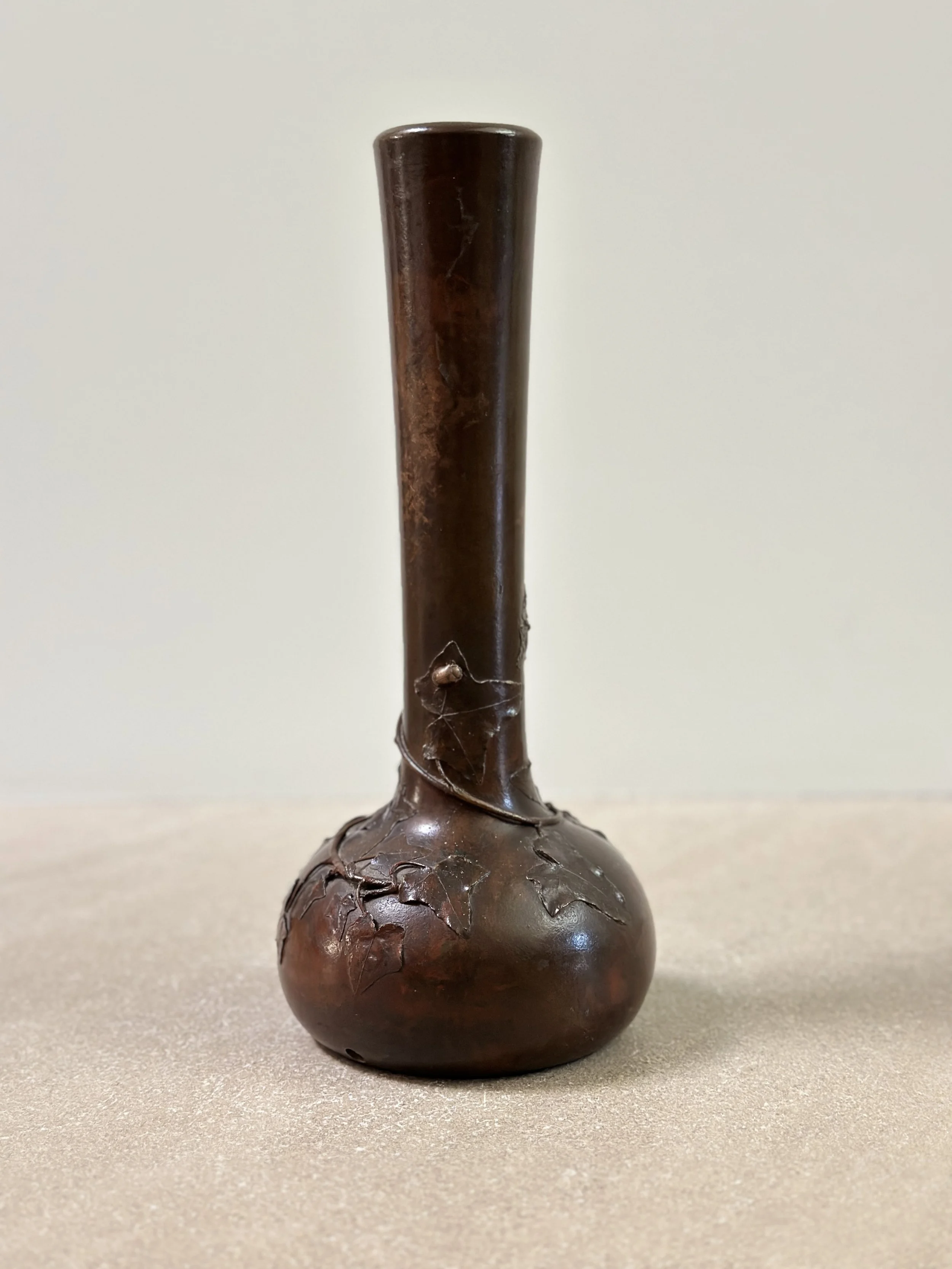 Vase with Leaves in Bronze by Hugo Elmqvist, Sweden c. 1900