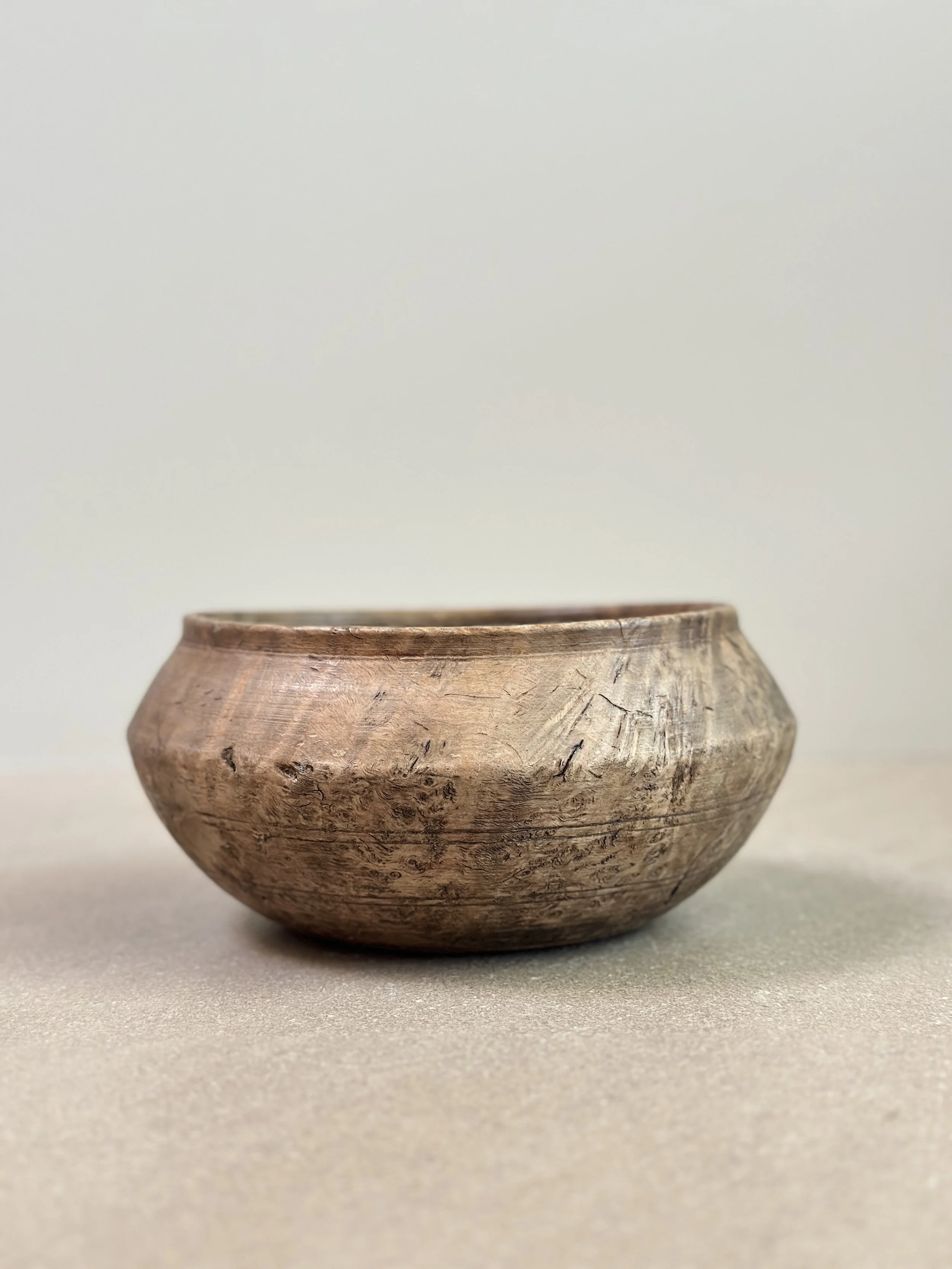 Turned Swedish Root Bowl, 19th Century Signed