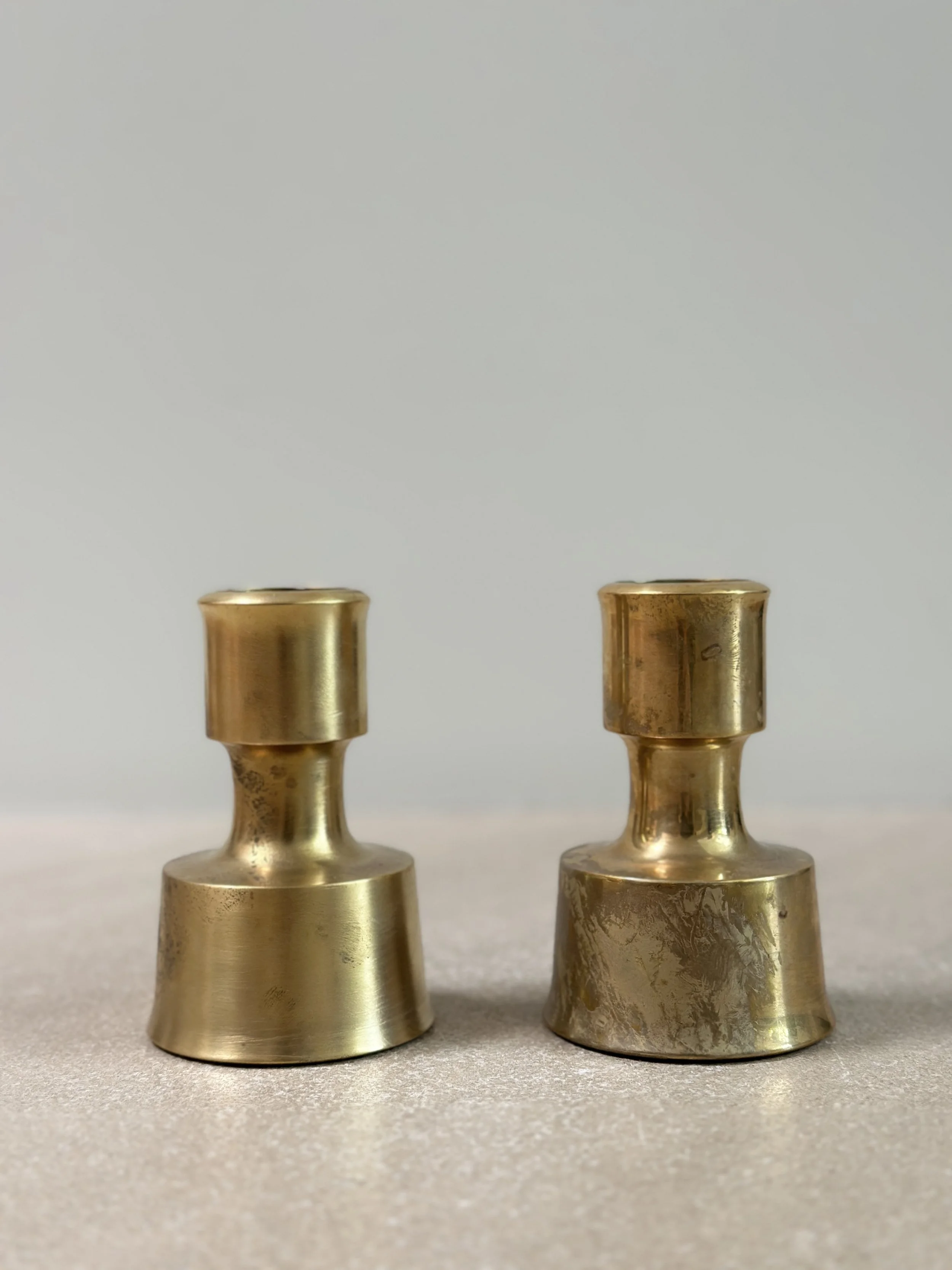 Pair of Large Brass Candlesticks, Finland